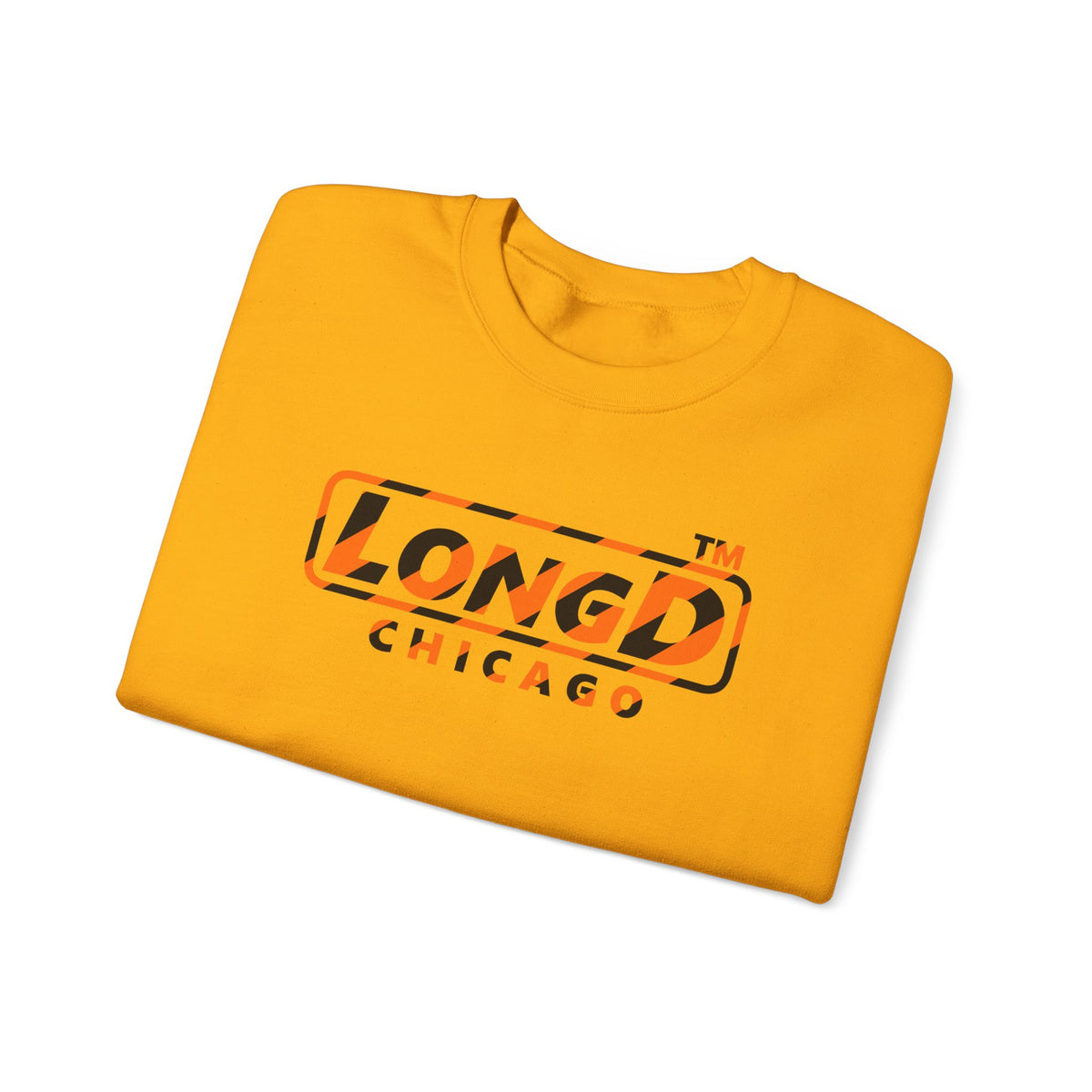 LongD Chicago positive 12-striped 4-print logo (Halloween colors) crewneck sweatshirt