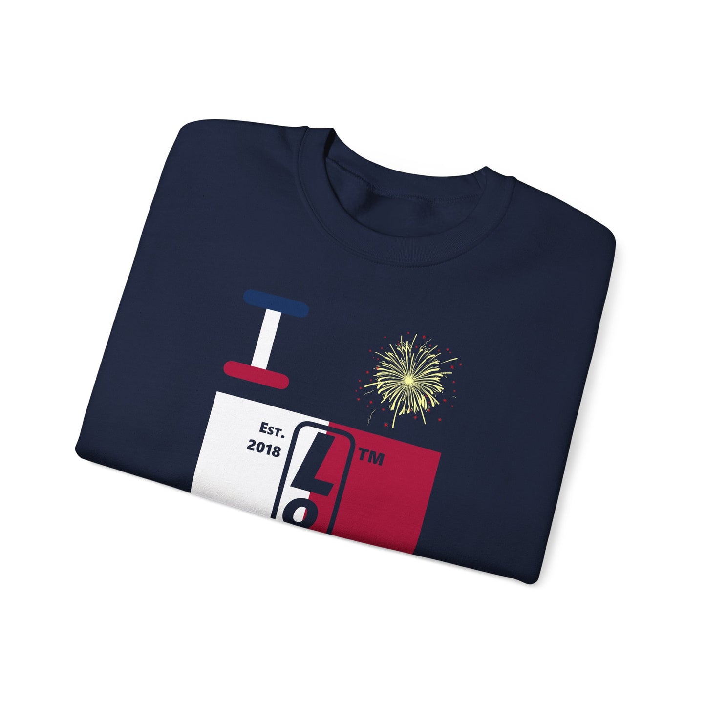 I Burst LongD negative quarters tag upright logo crewneck sweatshirt