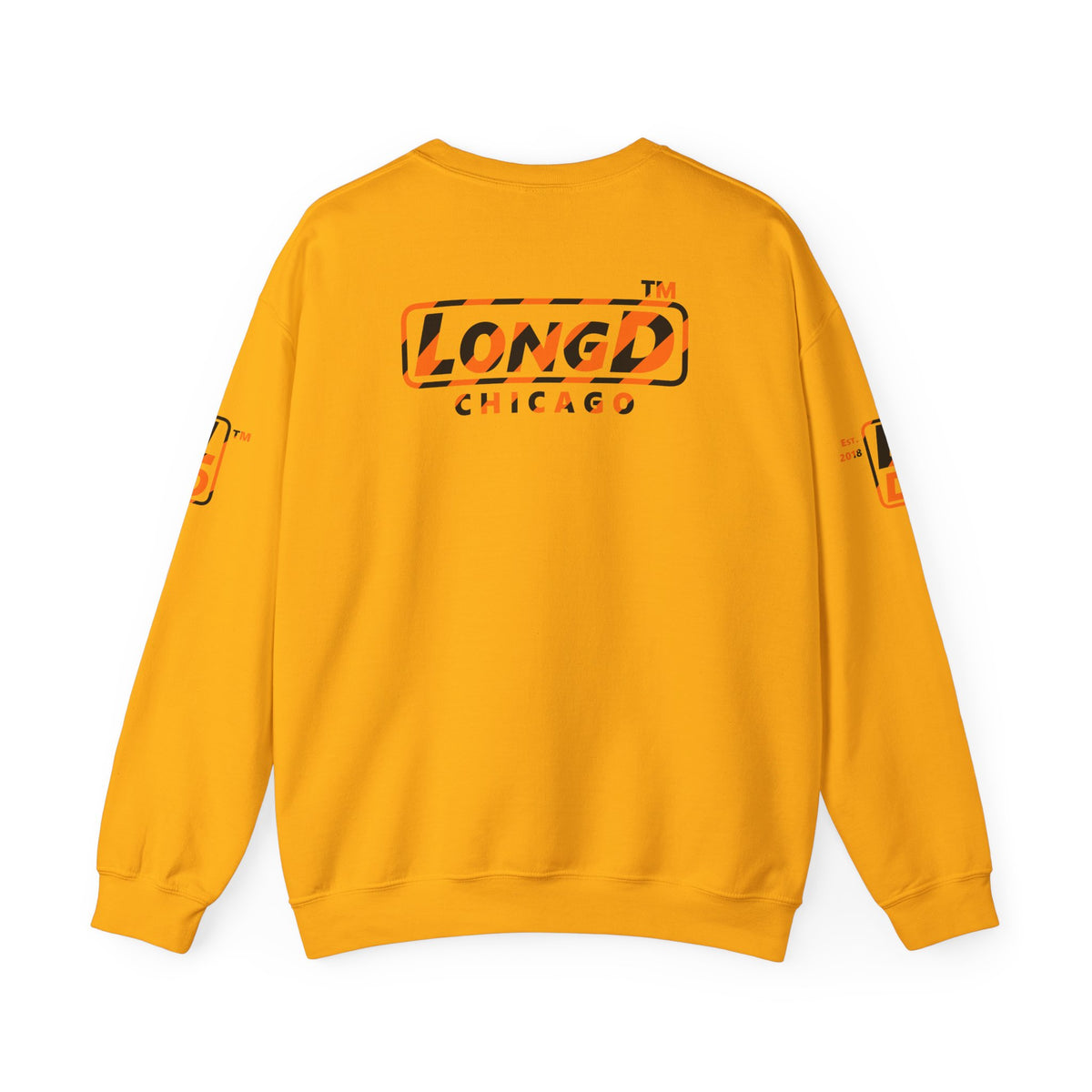 LongD Chicago positive 12-striped 4-print logo (Halloween colors) crewneck sweatshirt