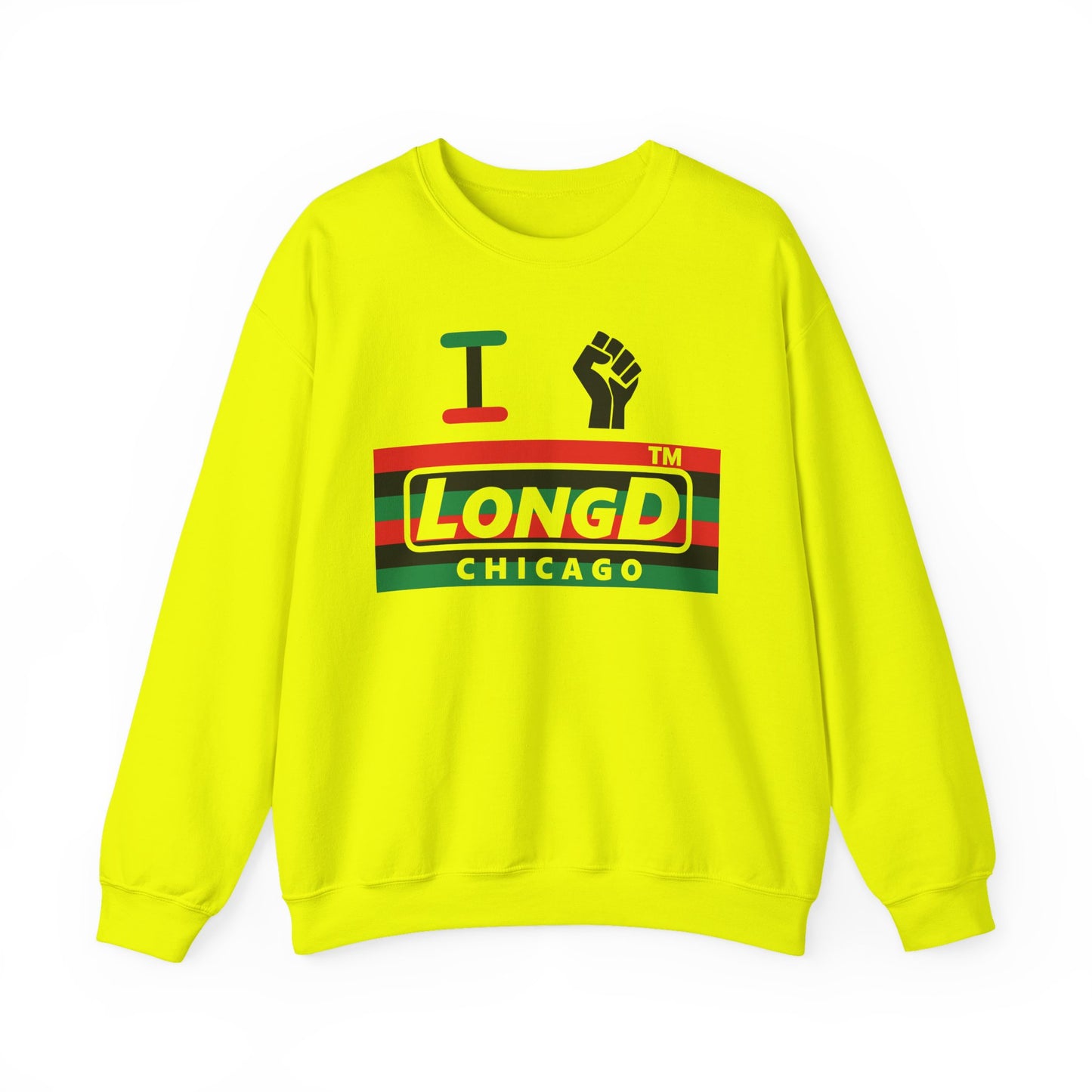 I fist LongD negative horizontal 6-striped Chicago logo crewneck sweatshirt
