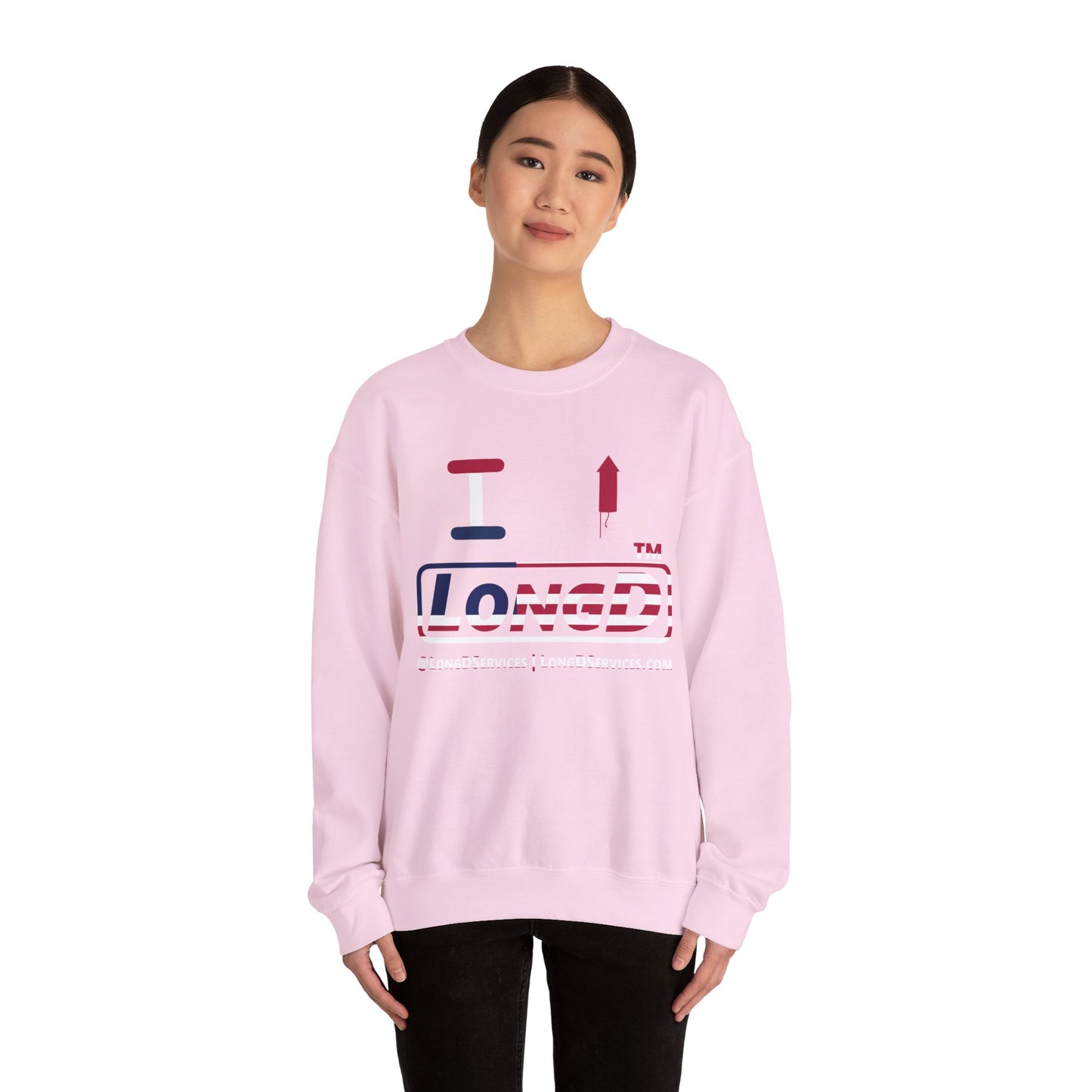 I firecracker LongD positive flag tag-domain logo crewneck sweatshirt