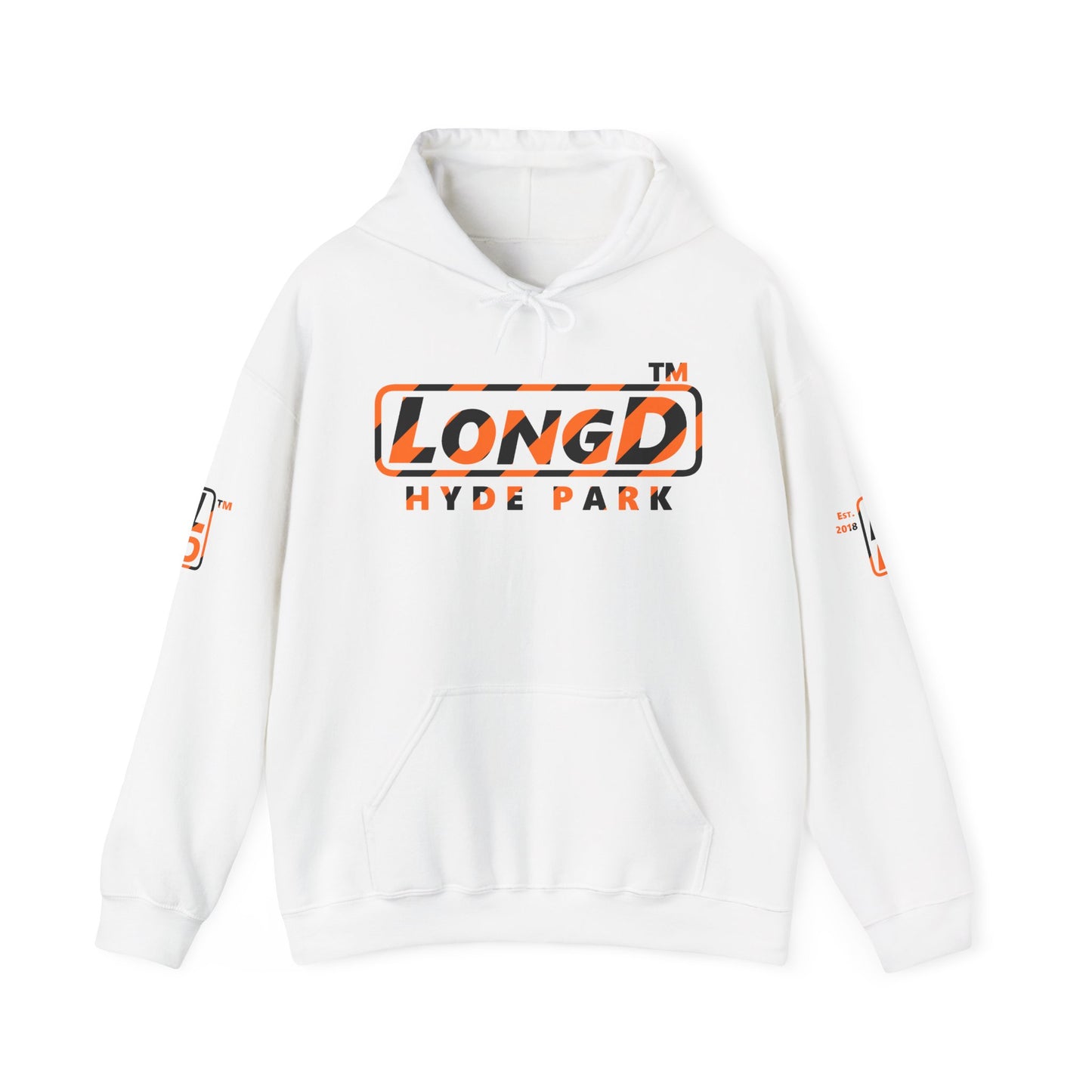 LongD Hyde Park positive 12-striped 4-print logo (Halloween colors) hoodie