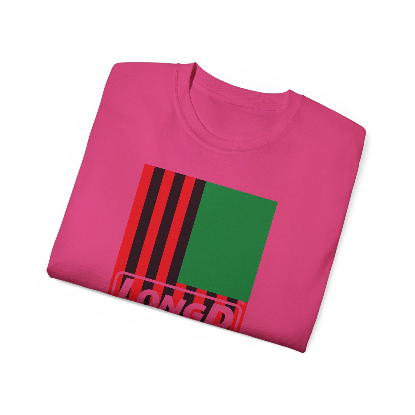 LongD® Logo Cotton Tee Juneteenth vertical African-American flag negative text