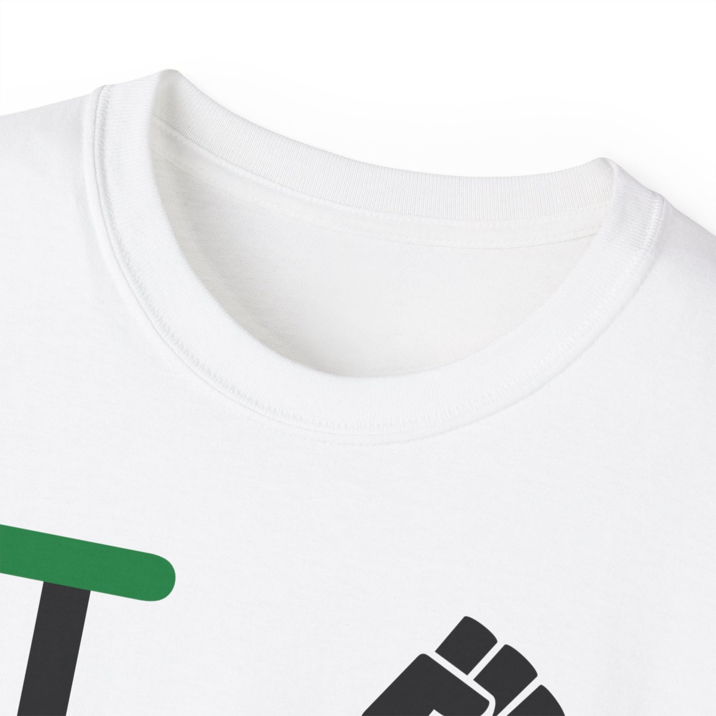 I fist LongD Cotton Tee positive horizontal striped Hyde Park upright logo (Juneteenth colors)