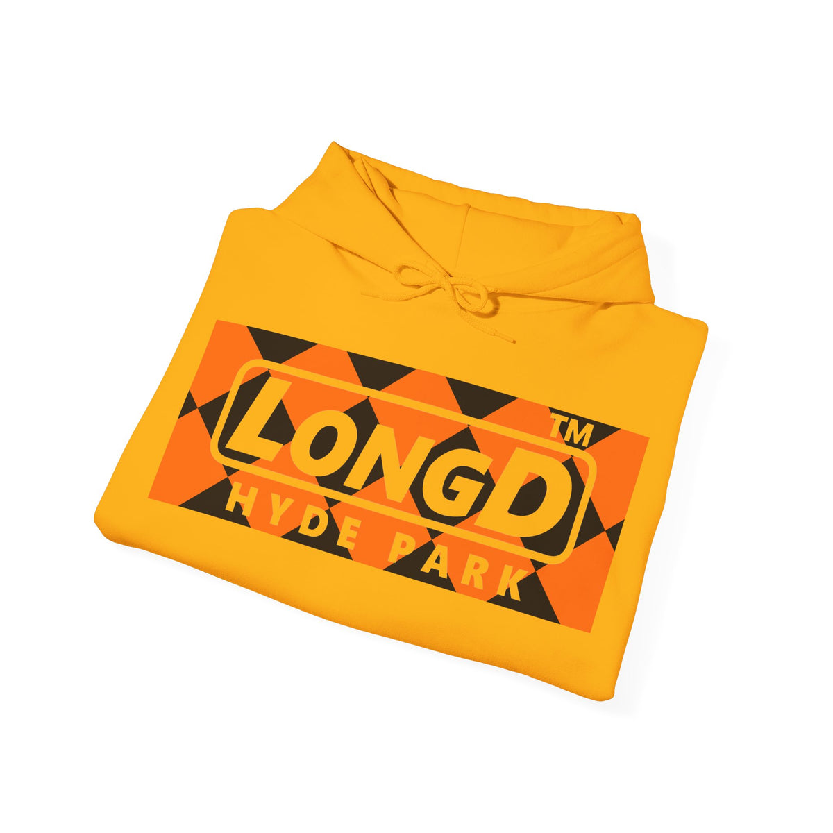 LongD Hyde Park negative argyle logo (Halloween colors) hoodie
