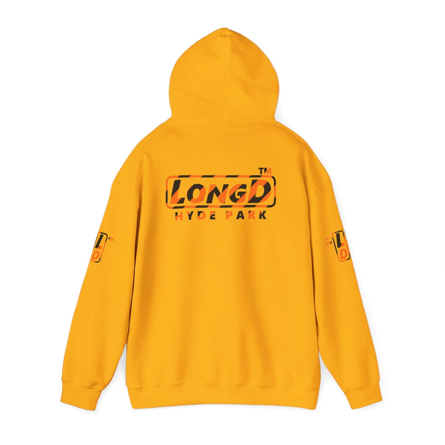 LongD Hyde Park positive 12-striped 4-print logo (Halloween colors) hoodie