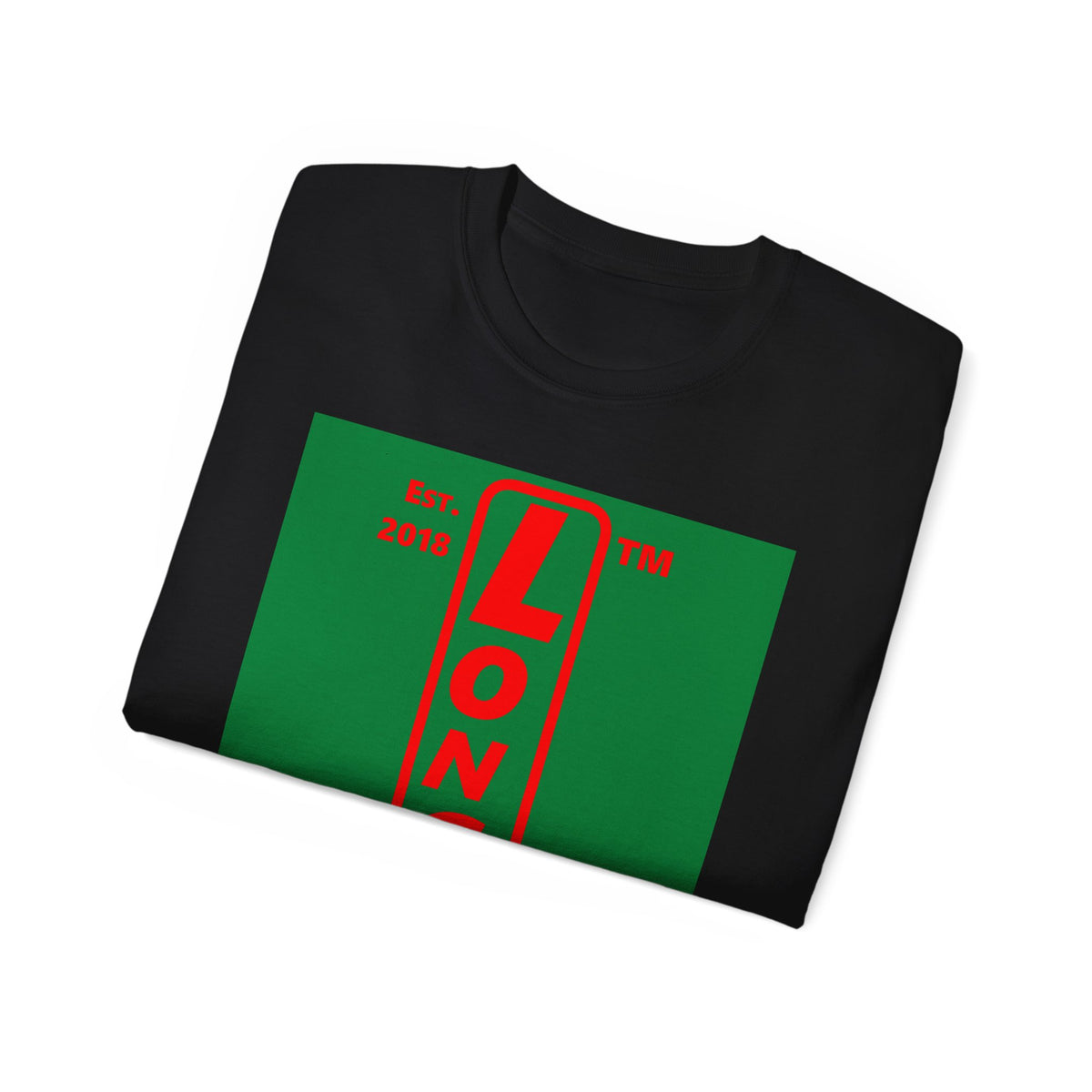 LongD Hyde Park upright logo positive red on negative green (Xmas colors) cotton tee