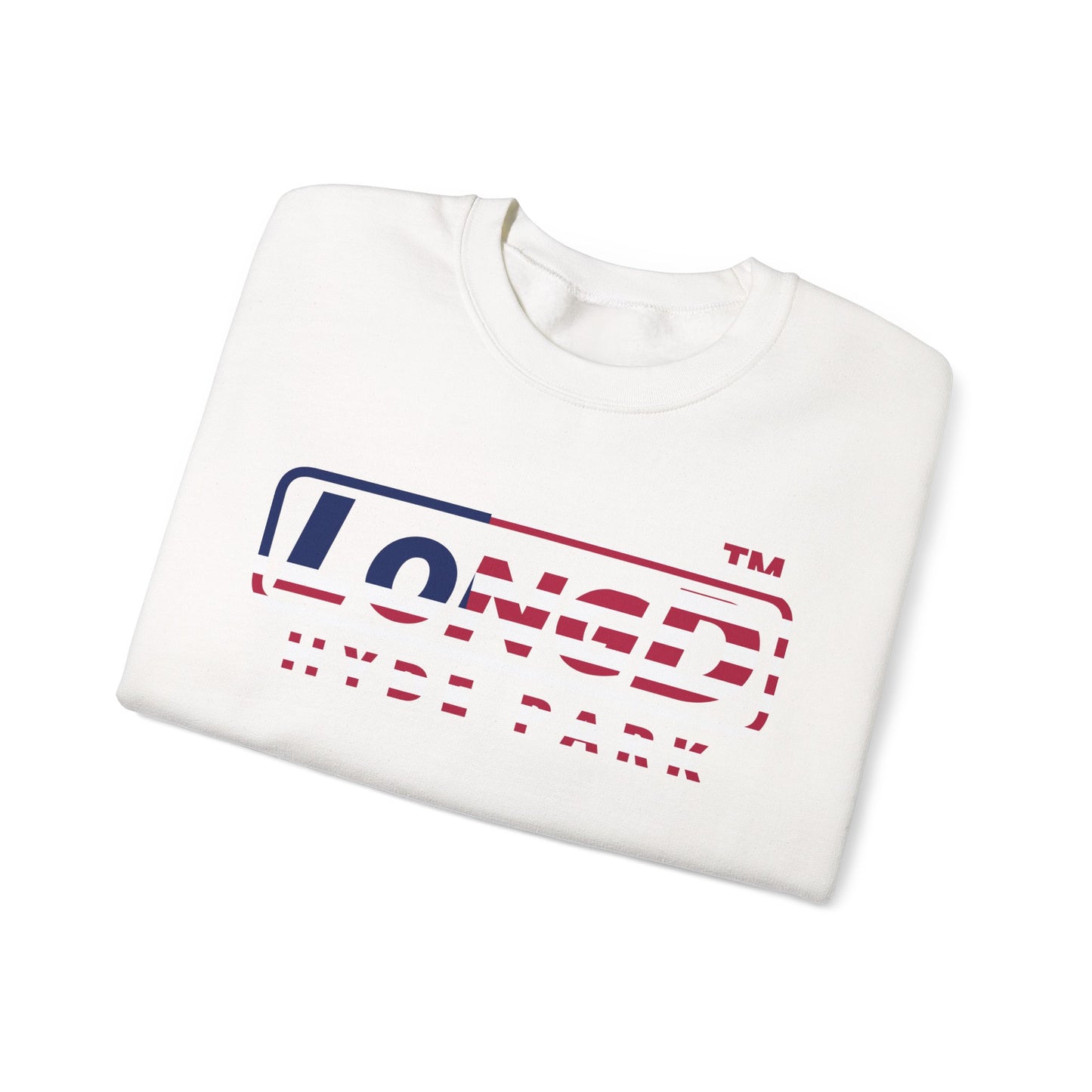 LongD positive flag Hyde Park logo crewneck sweatshirt (patriotic colors)