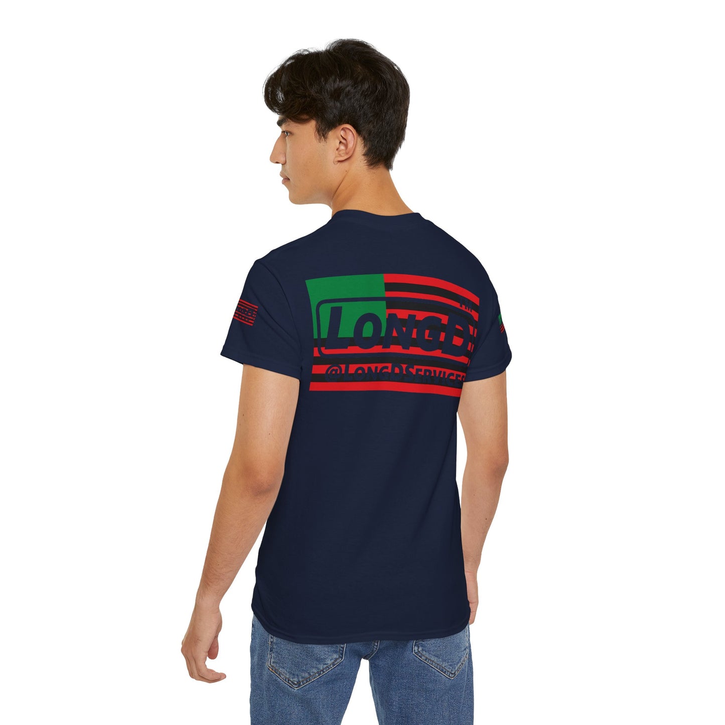 I fist LongD negative flag Chicago logo 4-print cotton tee