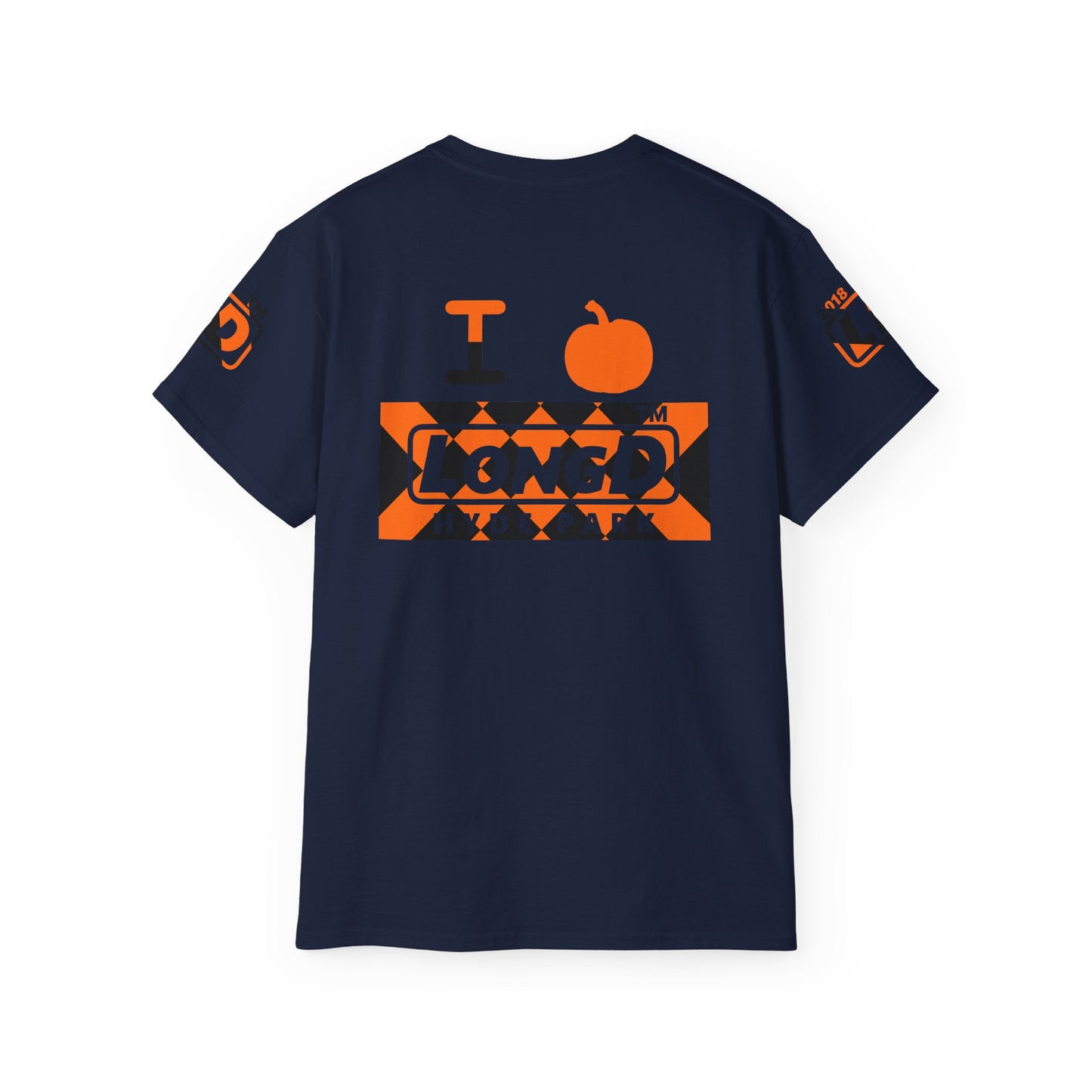 I pumpkin LongD Hyde Park negative stylized argyle 4-print logo cotton tee