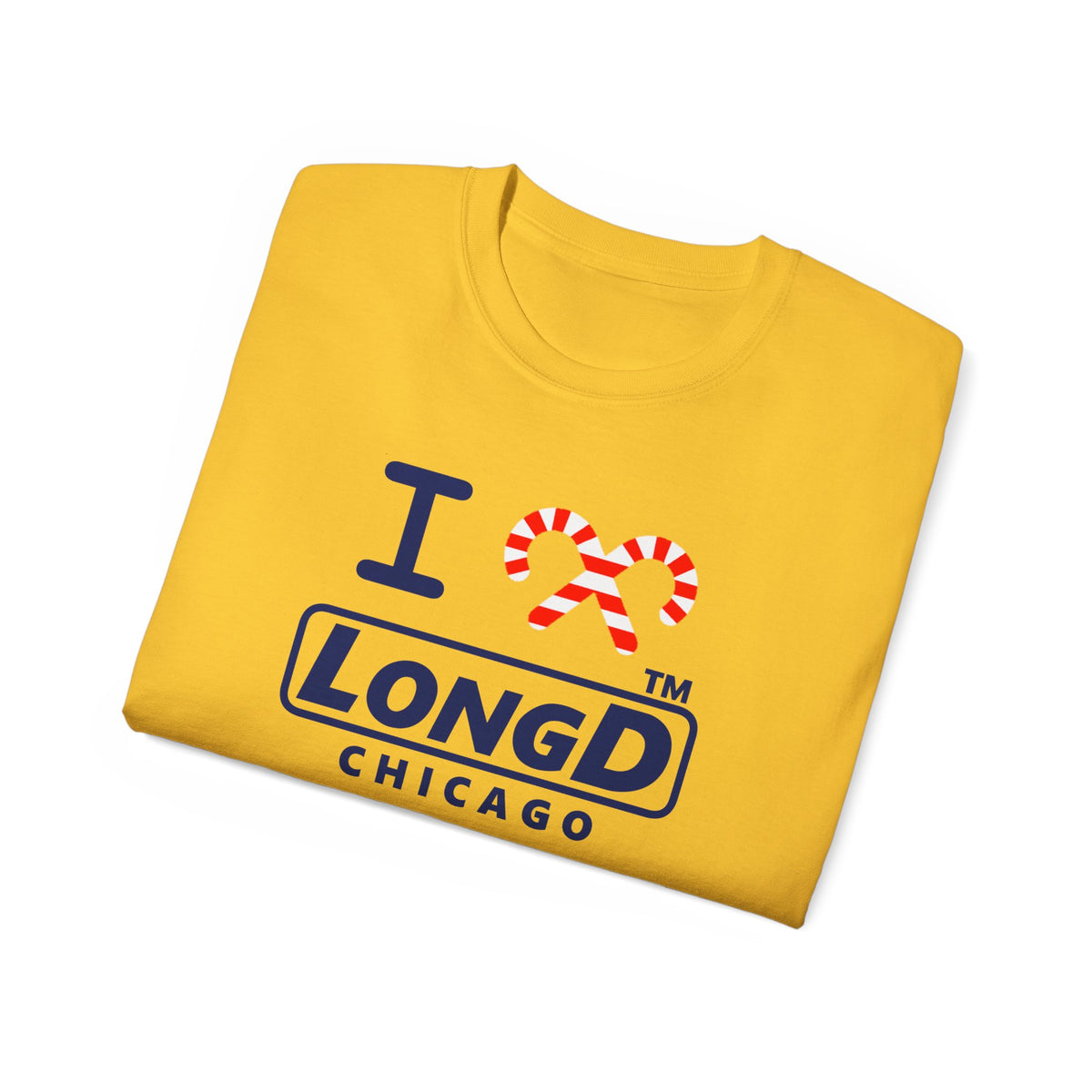 I candy cane LongD Chicago positive official basic navy front-back logo cotton tee