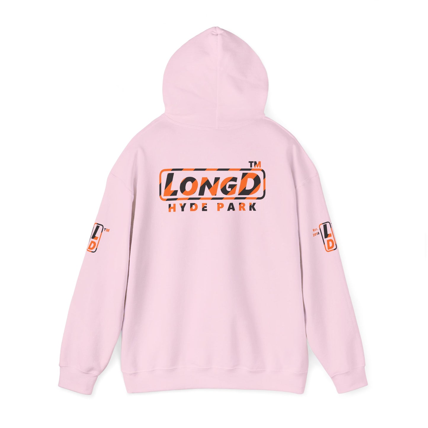 LongD Hyde Park positive 12-striped 4-print logo (Halloween colors) hoodie