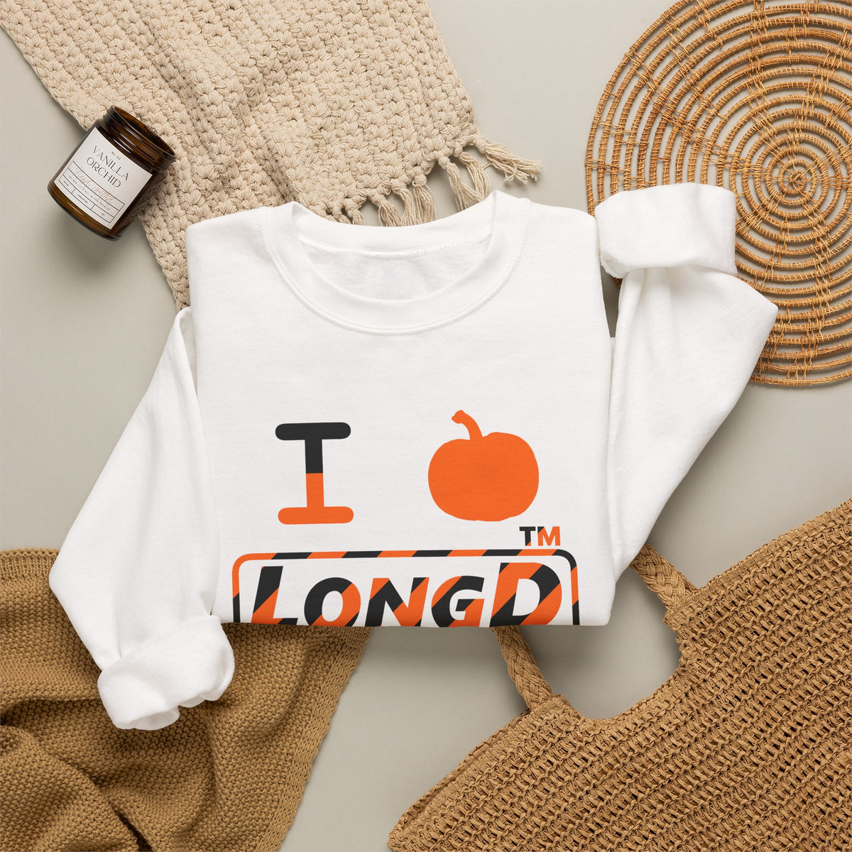 I pumpkin LongD Chicago positive 12-striped logo crewneck sweatshirt