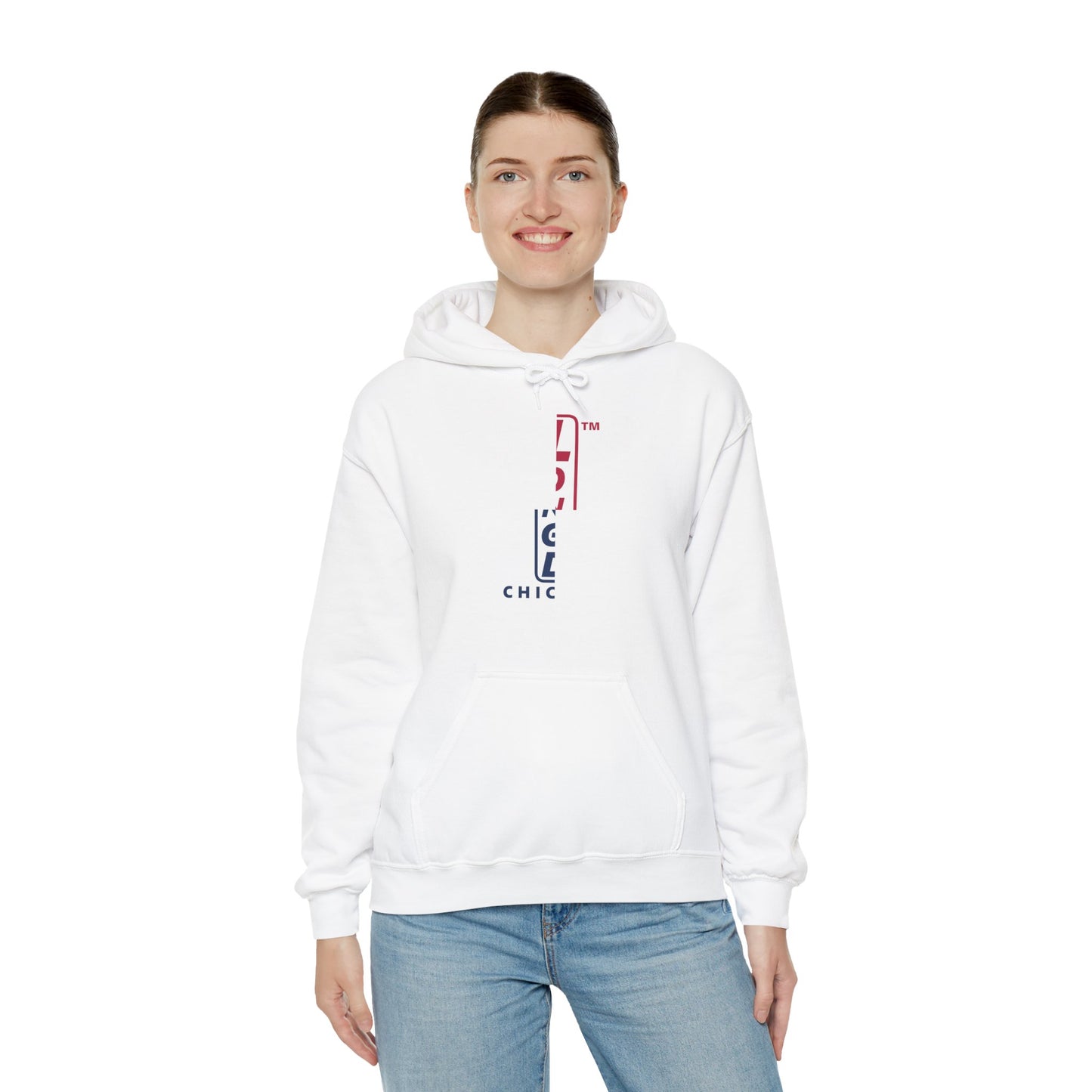 LongD® positive quarters upright Chicago logo hoodie