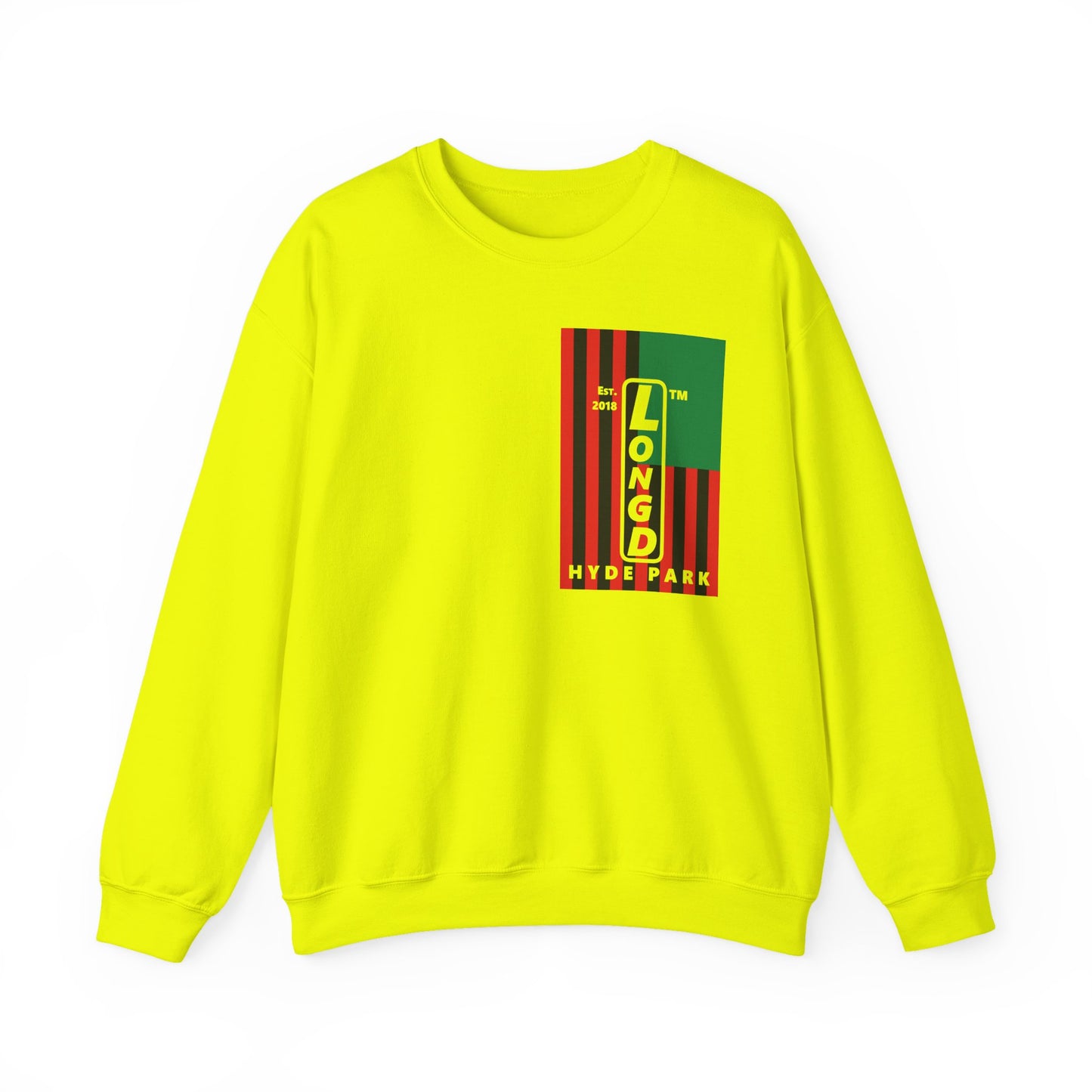 LongD negative cropped flag single-breasted front-back Hyde Park upright logo crewneck sweatshirt (Juneteenth colors)