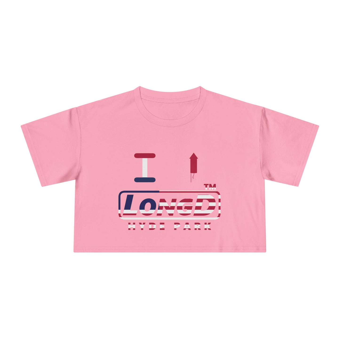 I firecracker LongD positive flag Hyde Park Logo Crop Tee (Patriotic colors)