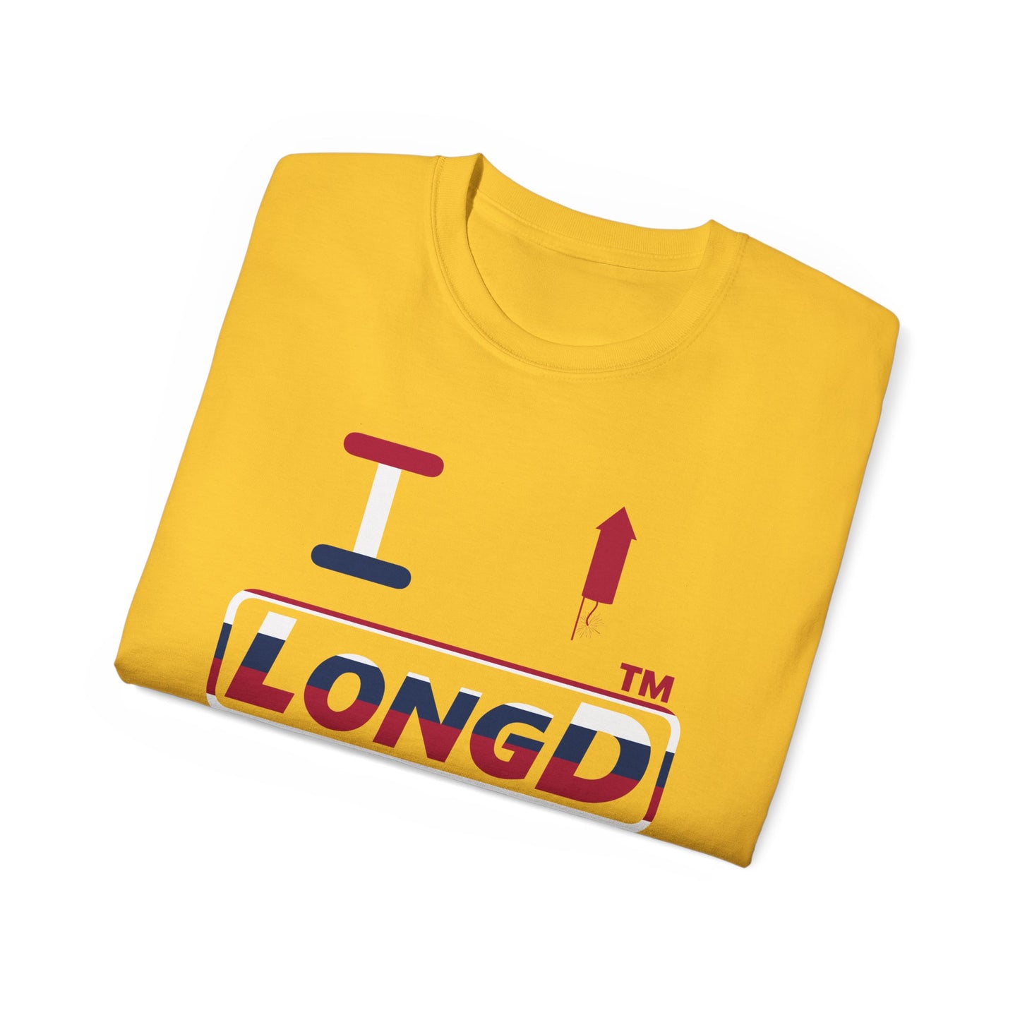 I firecracker LongD positive horizontal 6-striped tag-domain logo cotton tee