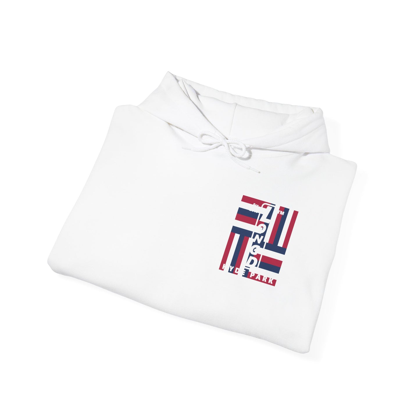 LongD single-breasted negative windmill front-back Hyde Park upright logo hoodie (Patriotic colors)
