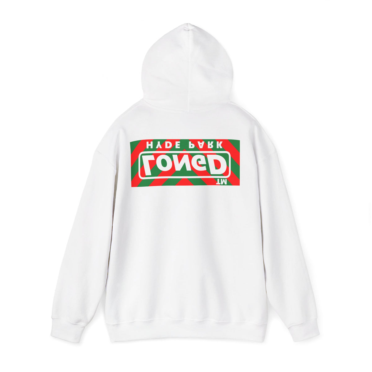 LongD Hyde Park negative downward chevron front-back logo (Xmas colors) hoodie