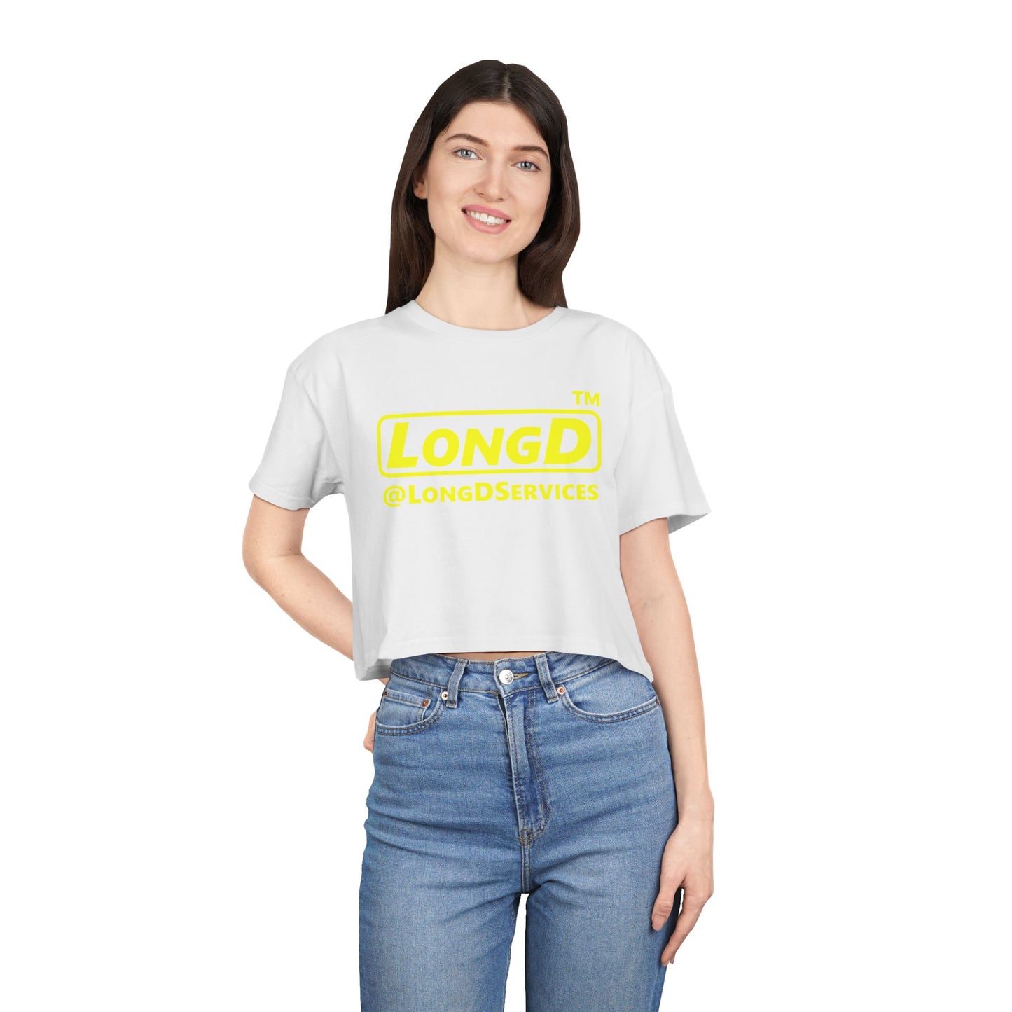 LongD Logo (Tag only positive alternate) Women's Crop Tee