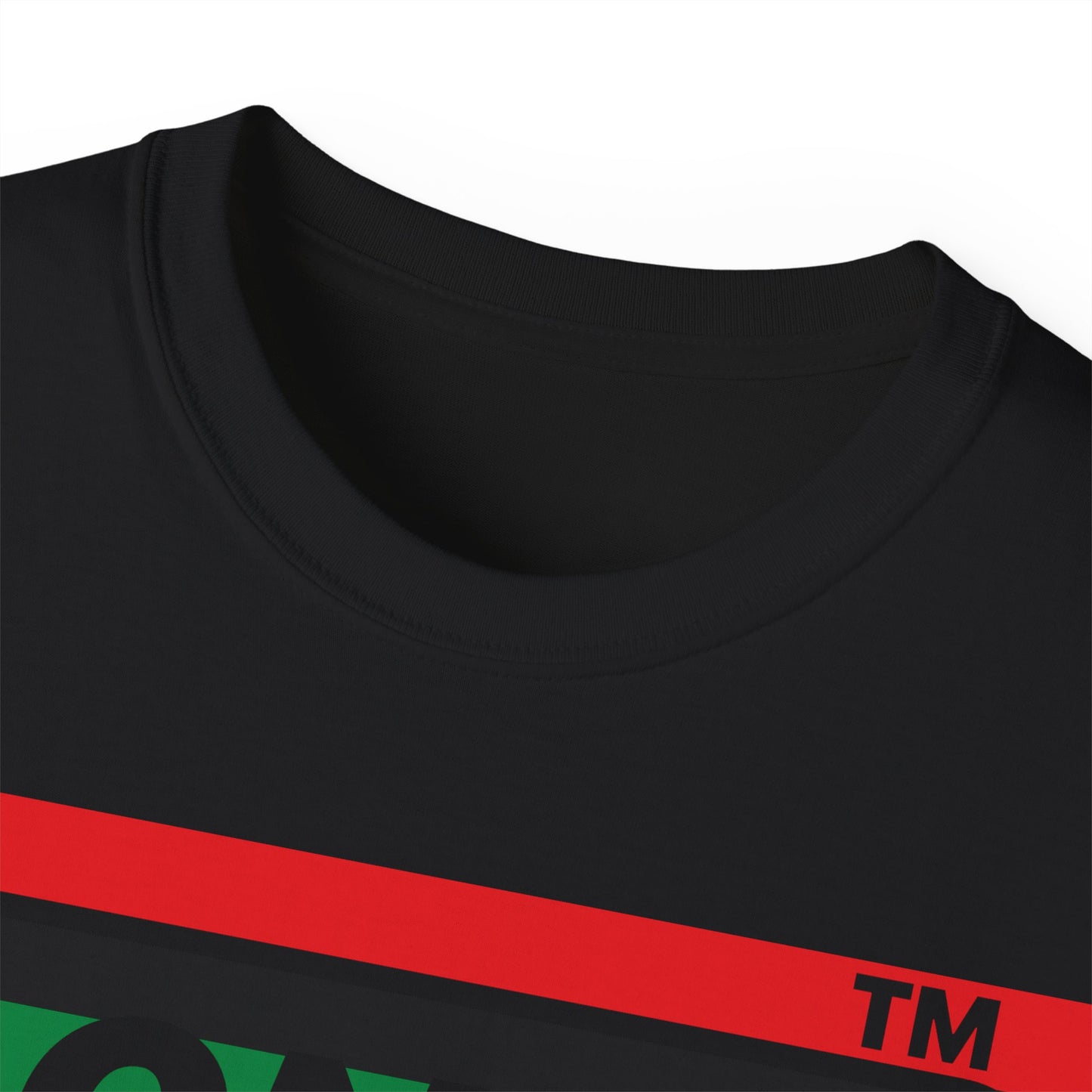 LongD negative horizontal 6-striped Chicago logo cotton tee (Juneteenth colors)