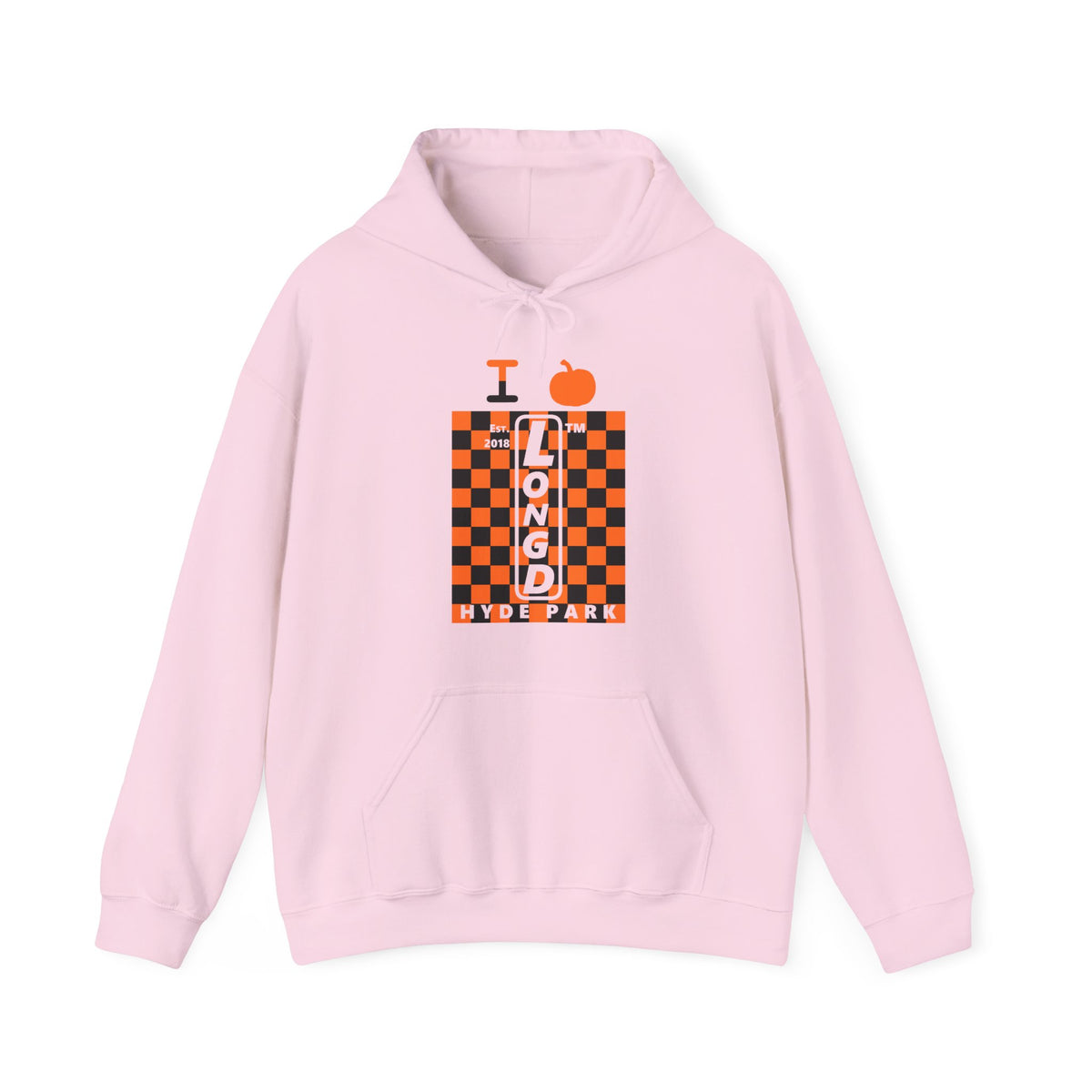 I pumpkin LongD Hyde Park negative upright checkered logo hoodie