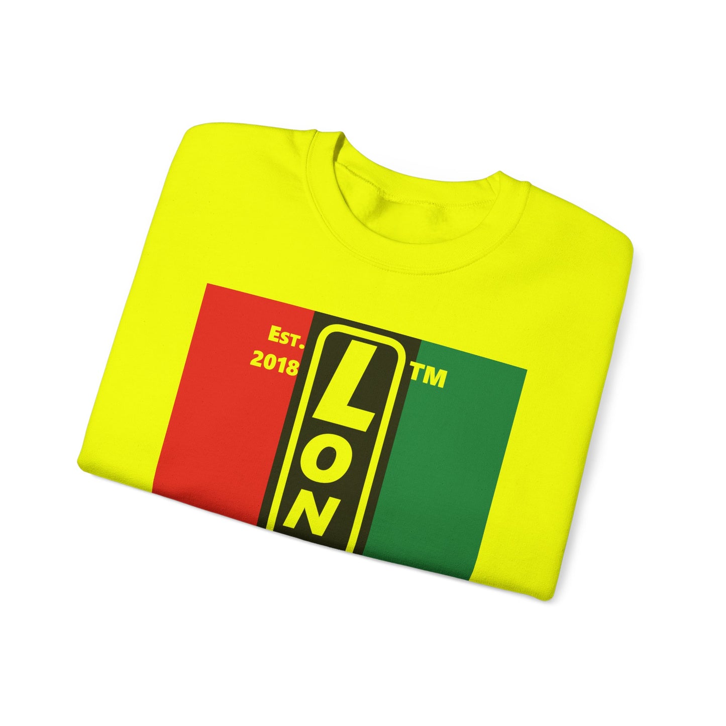 LongD negative vertical 3-striped Hyde Park upright logo crewneck sweatshirt (Juneteenth colors)