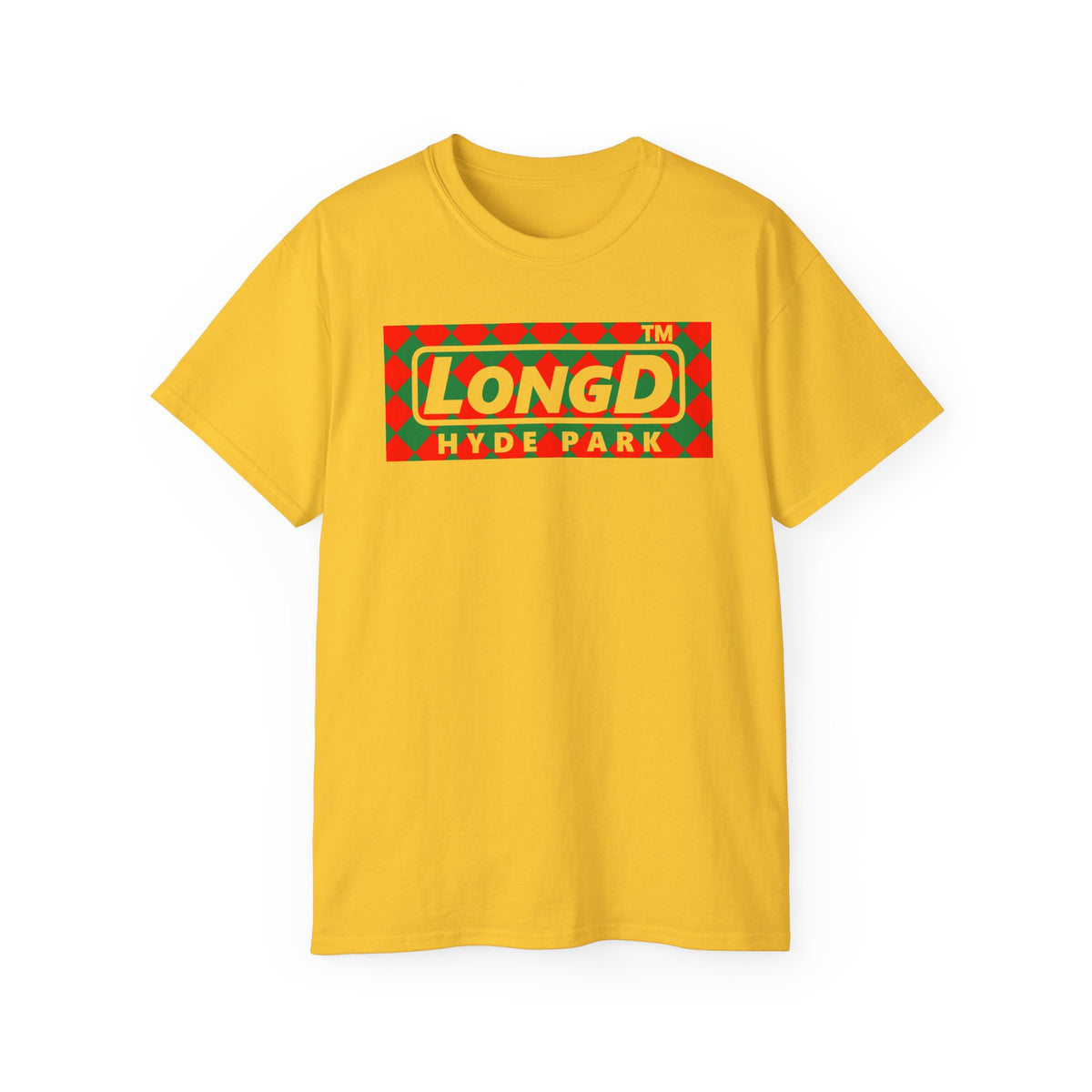 LongD Hyde Park negative argyle logo (Xmas colors) cotton tee