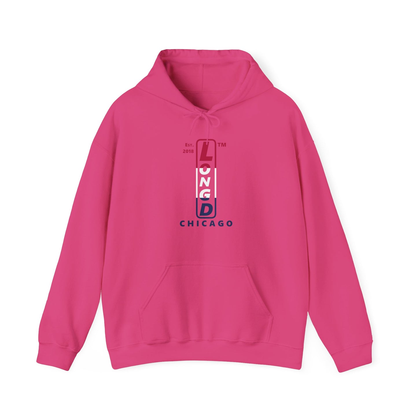 LongD® positive horizontal 3-striped upright Chicago logo hoodie