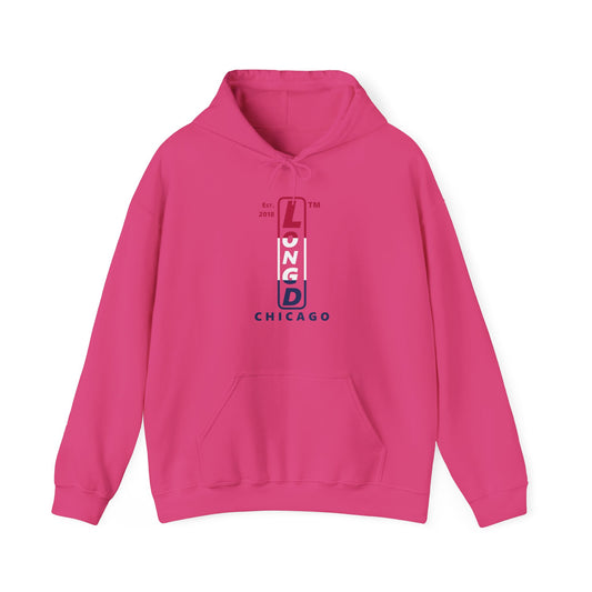 LongD® positive horizontal 3-striped upright Chicago logo hoodie