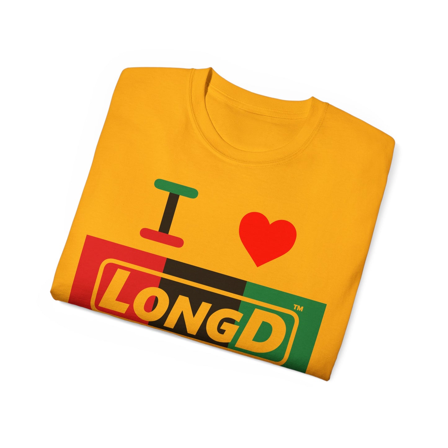 I Luv LongD® Logo Cotton Tee Juneteenth negative thirds text