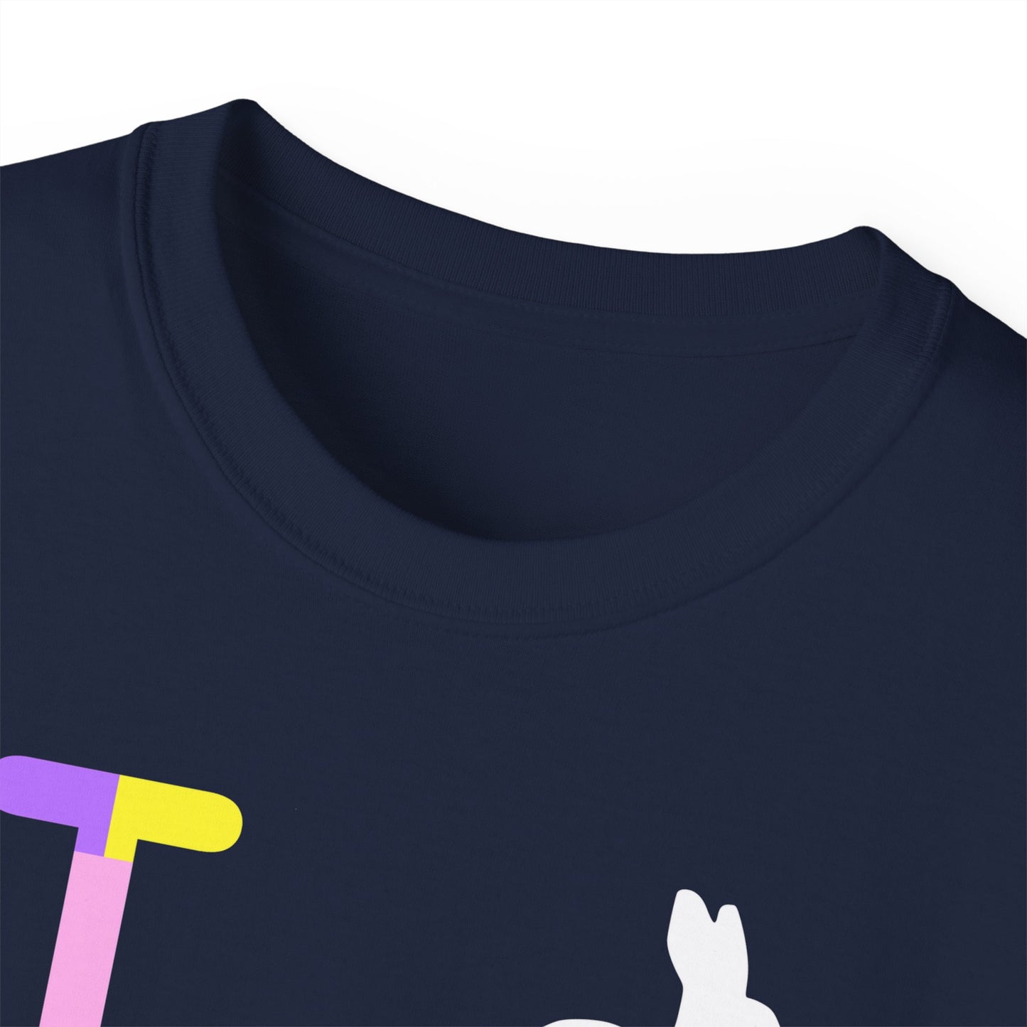 I Bunny LongD® negative horizontal striped Tag Logo Cotton Tee