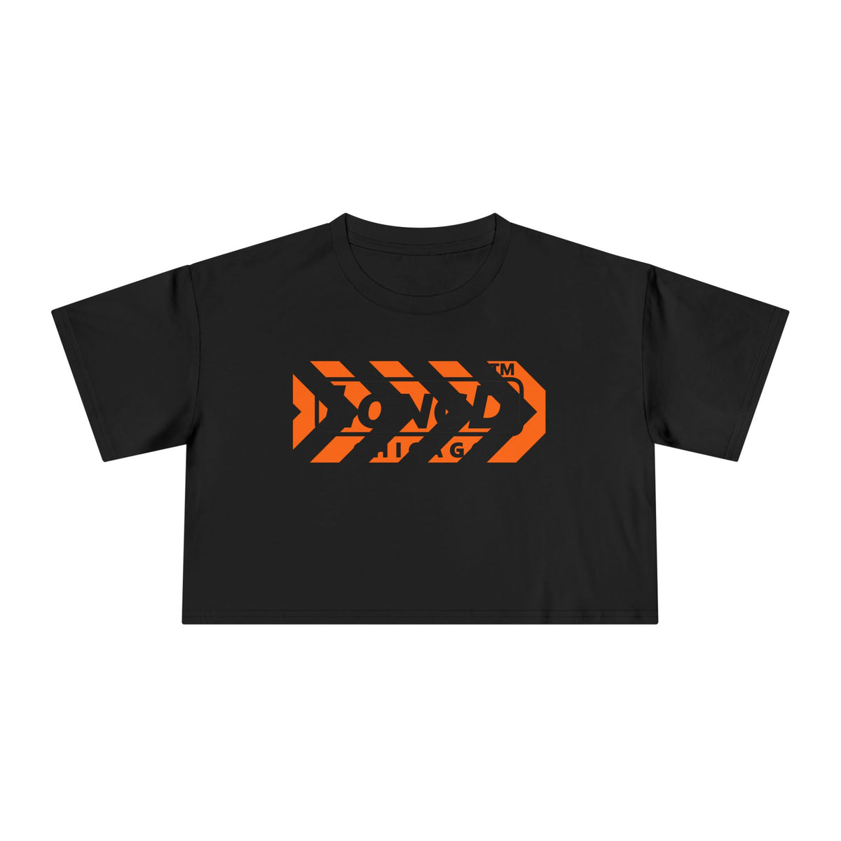 LongD Chicago negative forward chevron logo (Halloween colors) crop tee