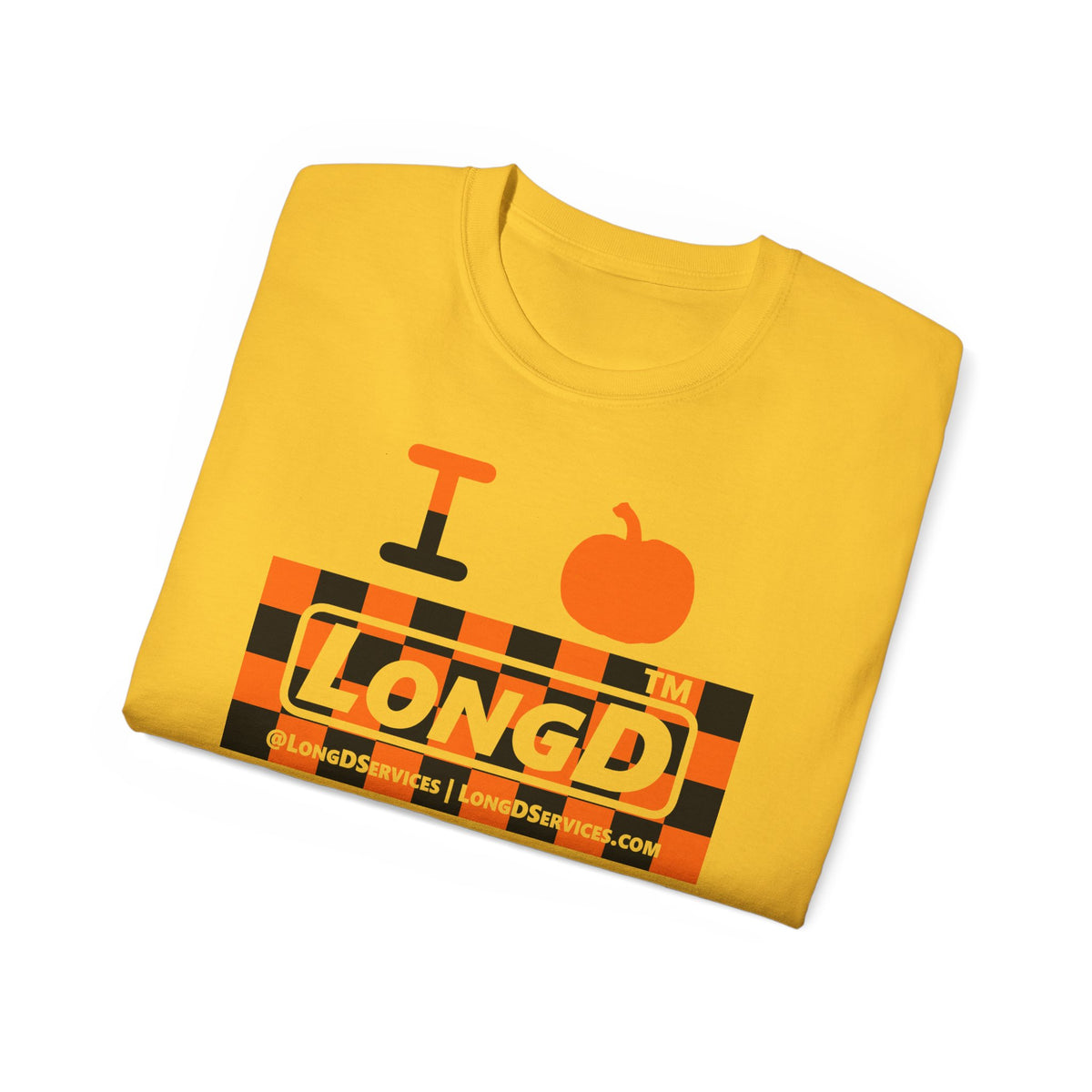 I pumpkin LongD Tag-domain negative checkered logo cotton tee