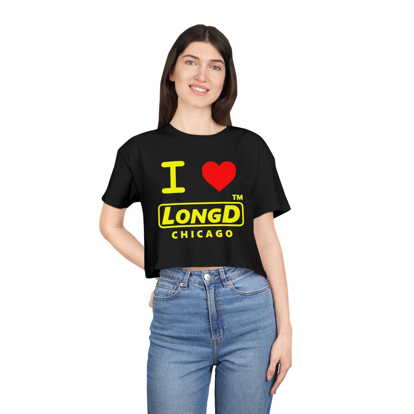 I Luv LongD Logo (Chicago positive alternate) Women's Crop Tee