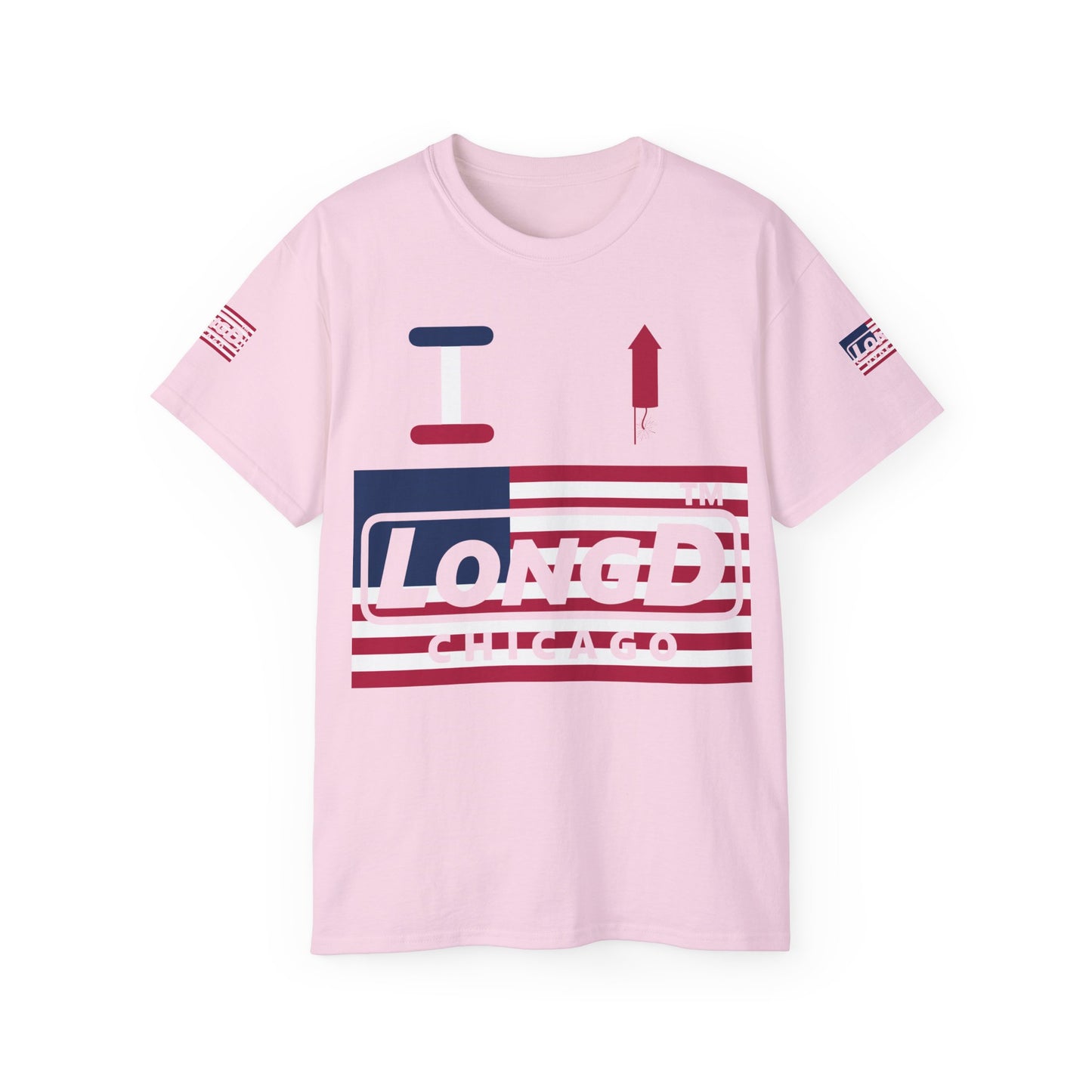 I firecracker LongD negative flag 4-print Chicago logo cotton tee