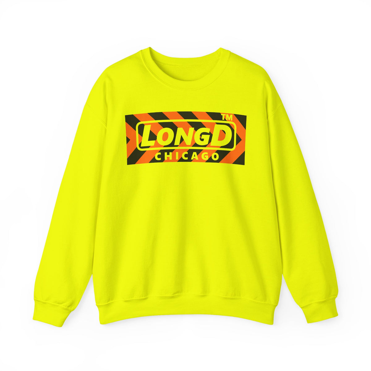 LongD Chicago negative forward chevron logo (Halloween colors) crewneck sweatshirt