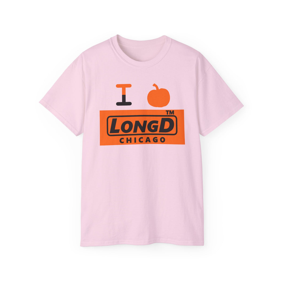 I pumpkin LongD Chicago logo positive black on negative orange cotton tee