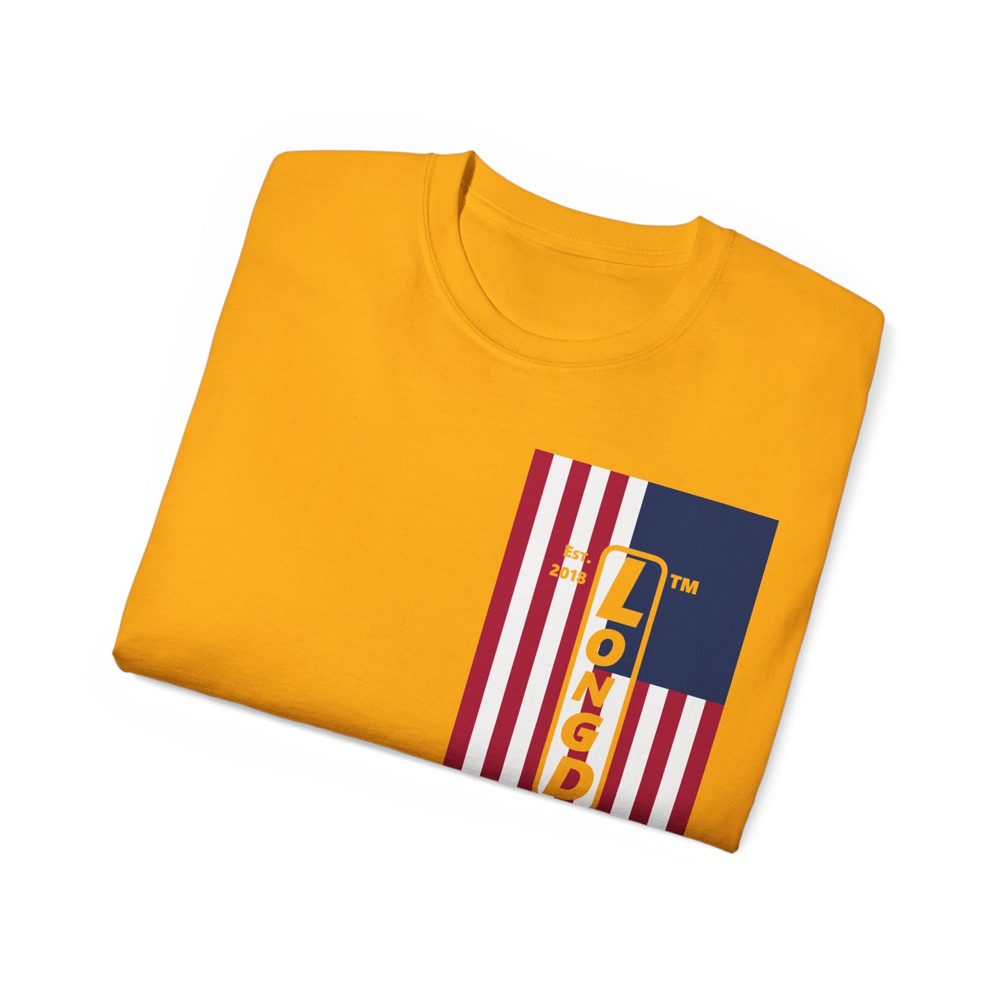 LongD cotton tee negative cropped flag single-breasted front-back Hyde Park upright logo (Patriotic colors)