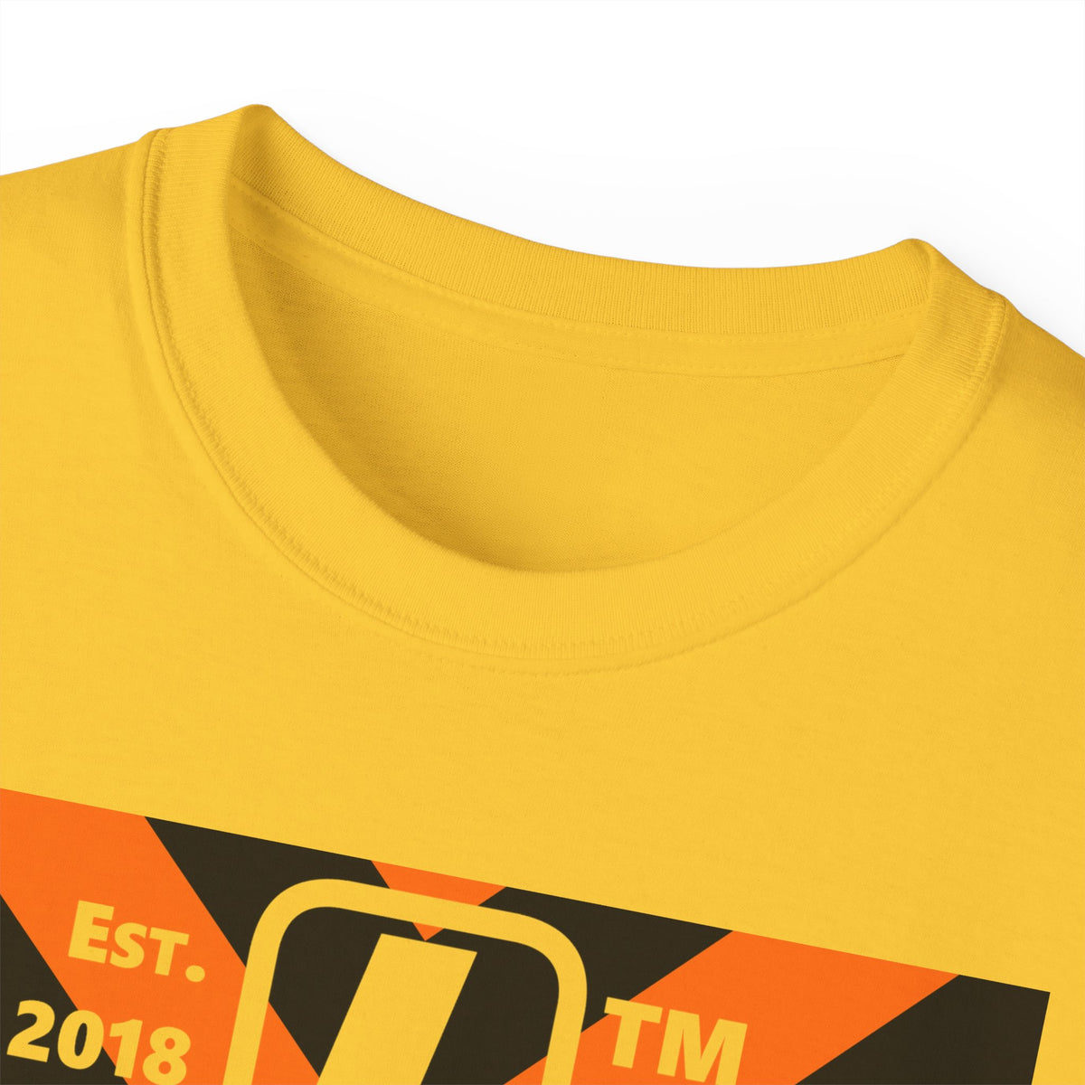 LongD Hyde Park negative upright downward chevron logo (Halloween colors) cotton tee