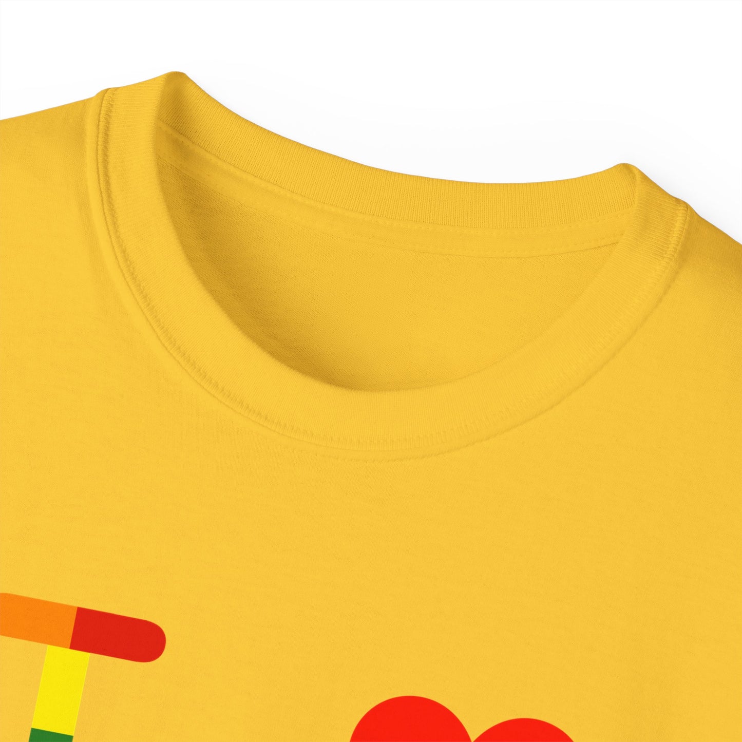 I Luv LongD positive vertical striped Hyde Park logo cotton tee (Pride colors)