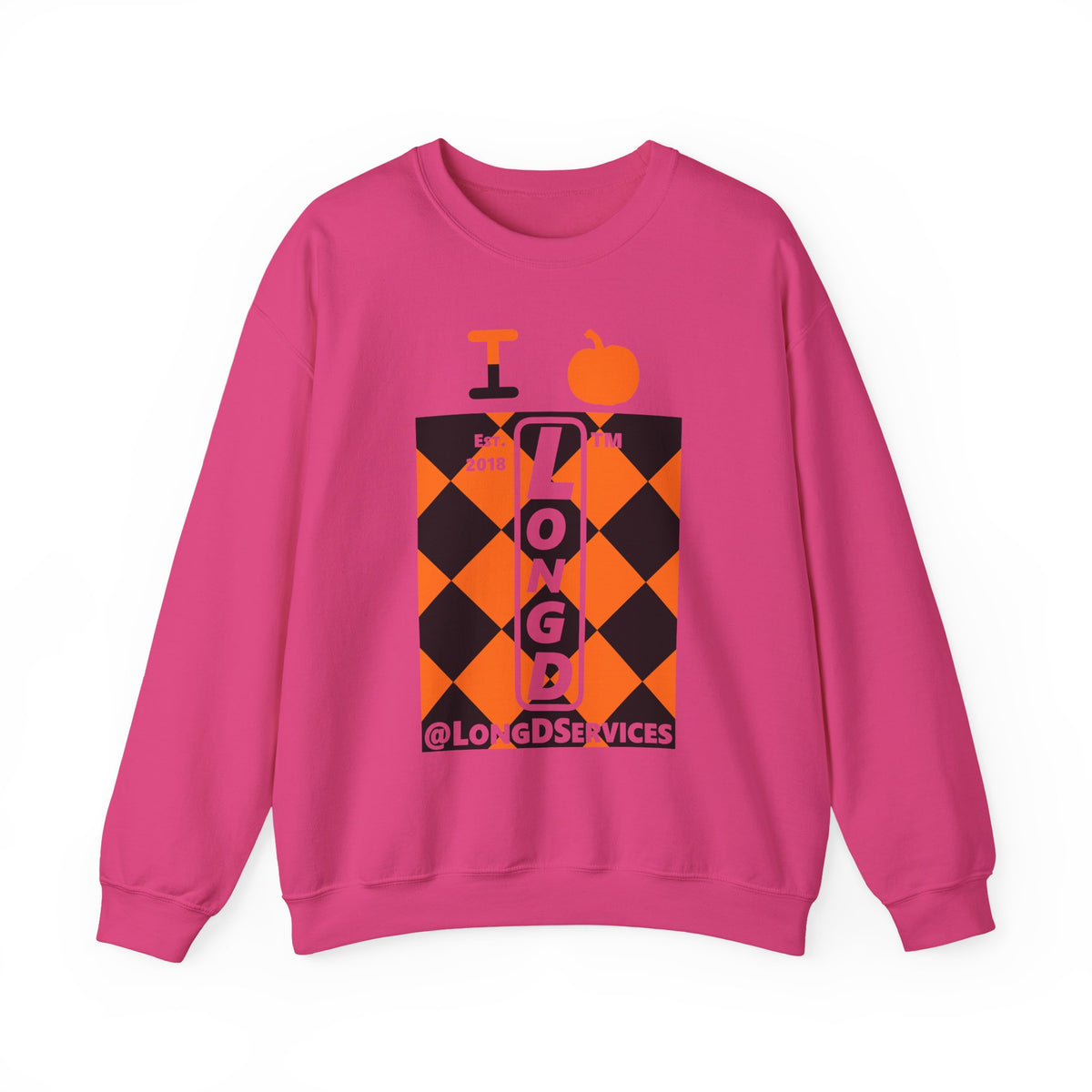 I pumpkin LongD Tag negative upright argyle logo crewneck sweatshirt