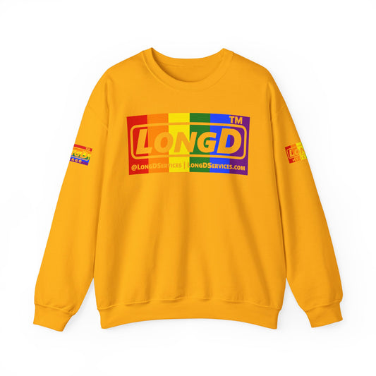 LongD official basic 4-print tag-domain logo crewneck sweatshirt with Pride heart
