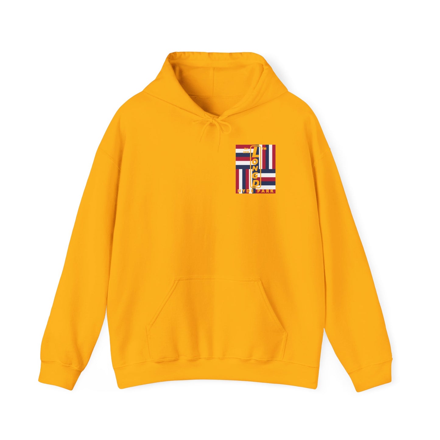 LongD single-breasted negative windmill front-back Hyde Park upright logo hoodie (Patriotic colors)