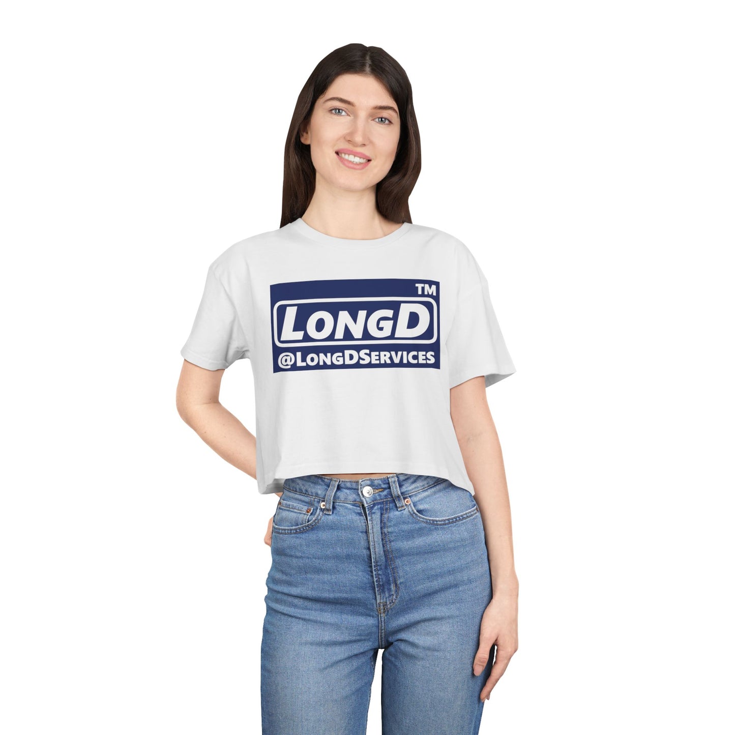 LongD Logo (tag only negative official) Women's Crop Tee