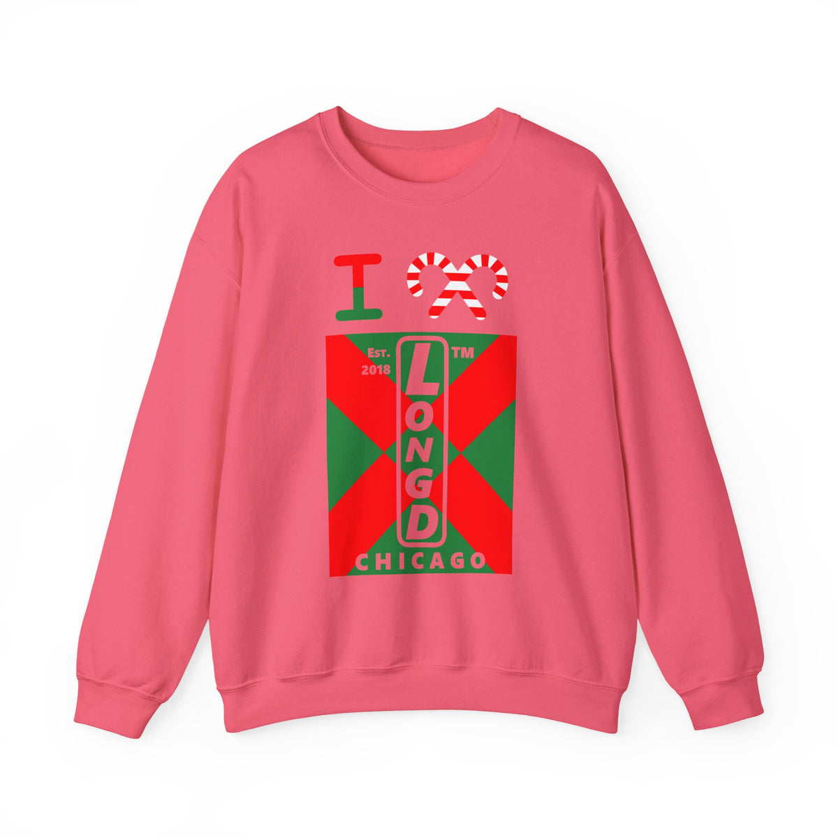 I candy cane LongD Chicago negative upright argyle x logo crewneck sweatshirt