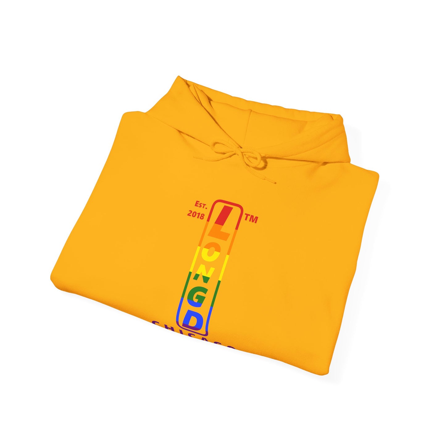 LongD® positive horizontal 6-striped Chicago logo hoodie (Pride colors)
