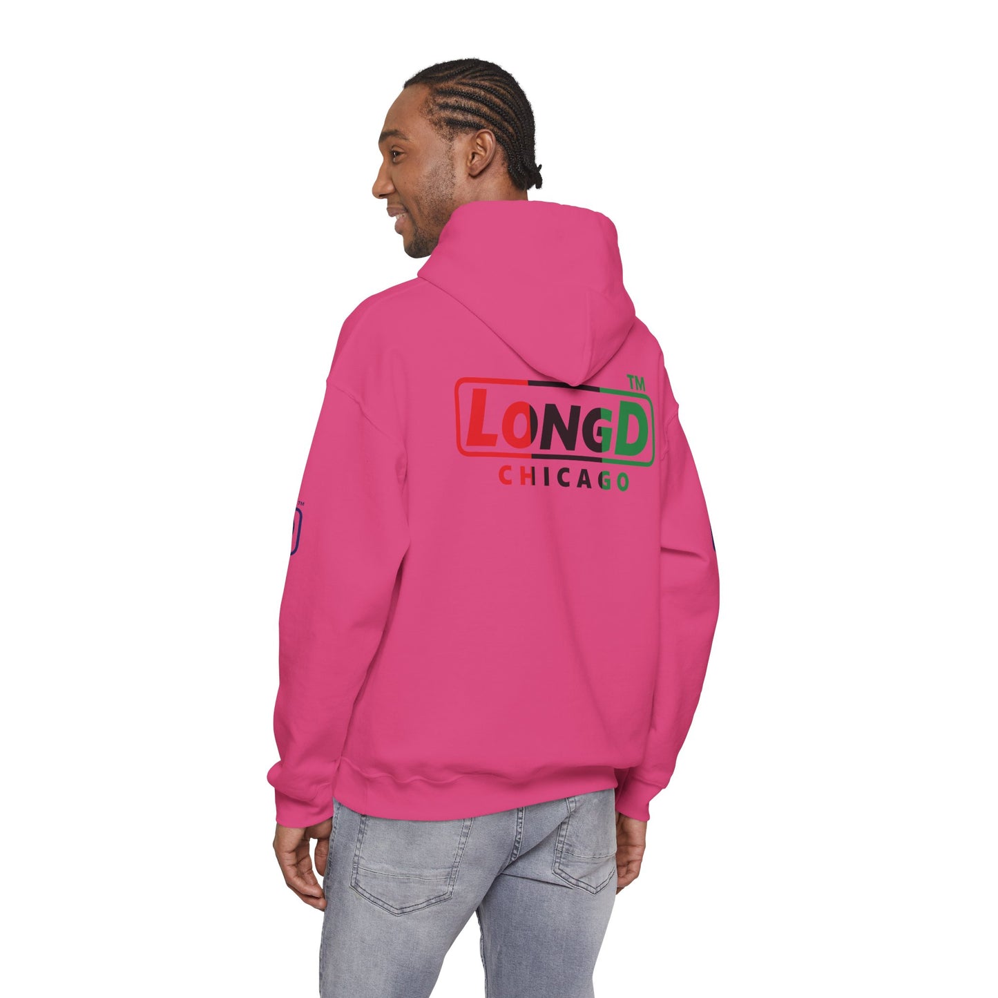 I fist LongD® basic official 4-print single-breasted Chicago logo Hoodie (Juneteenth colors)