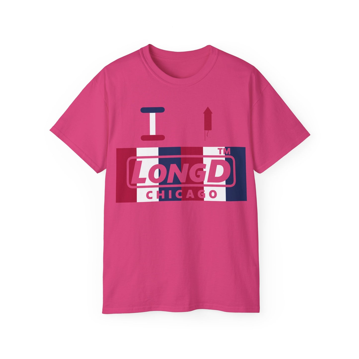 I firecracker LongD negative vertical 6-striped Hyde Park logo cotton tee
