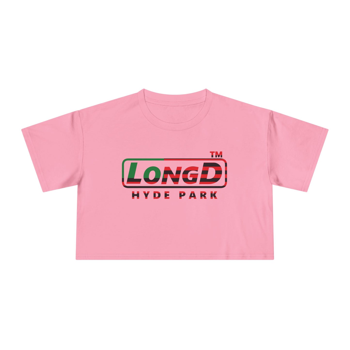 LongD positive flag Hyde Park logo crop tee (Juneteenth colors)